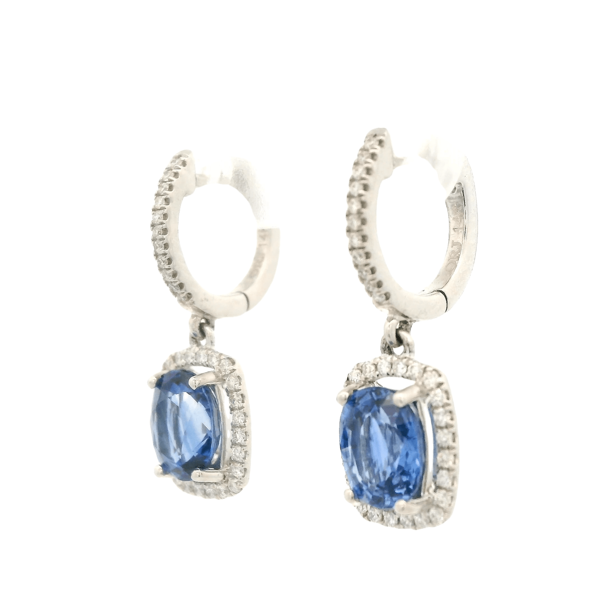 Oval Cut Sapphire & Diamond Dangles - Forever Rox