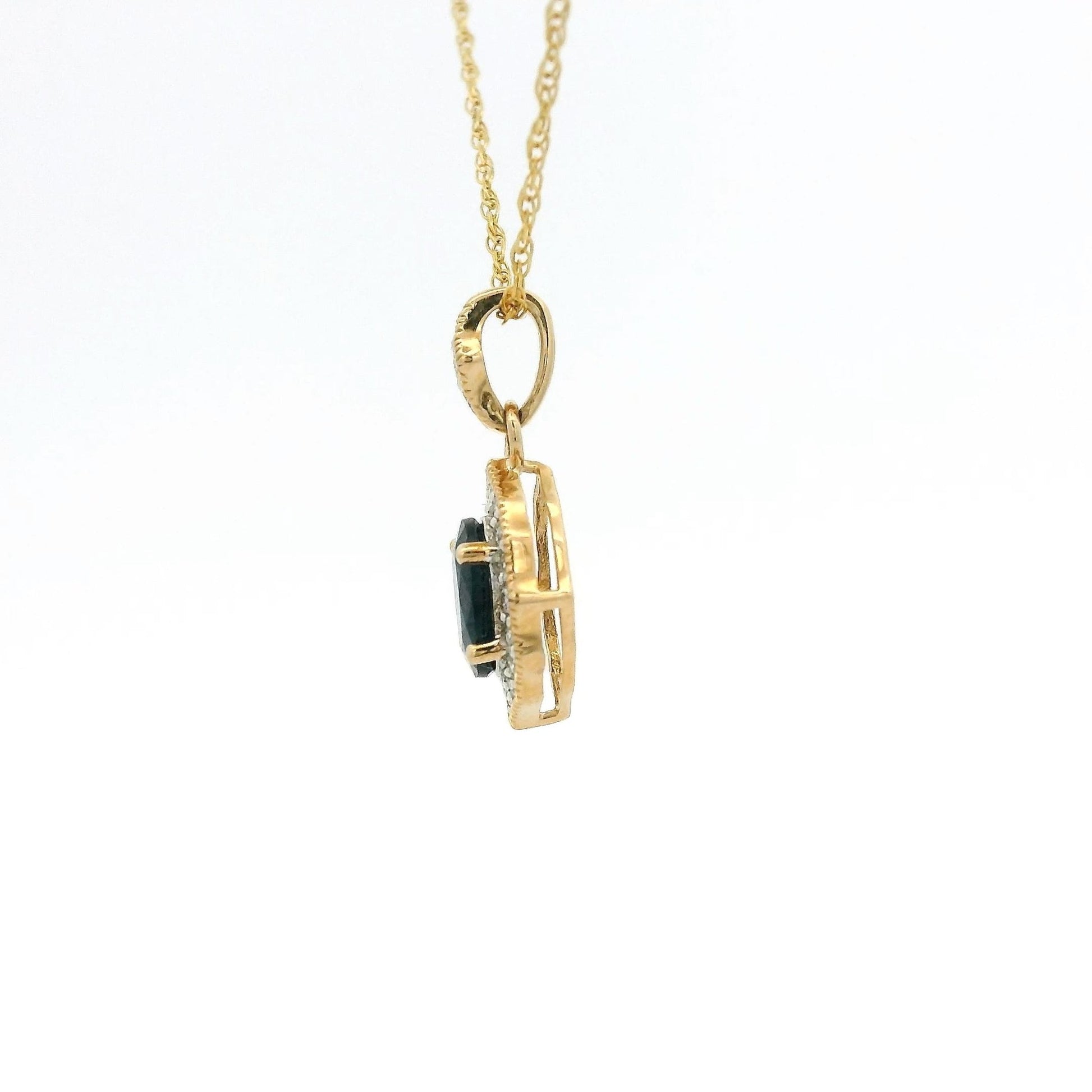 Oval Cut Sapphire & Diamond Pendant - Forever Rox Fine Jewelry