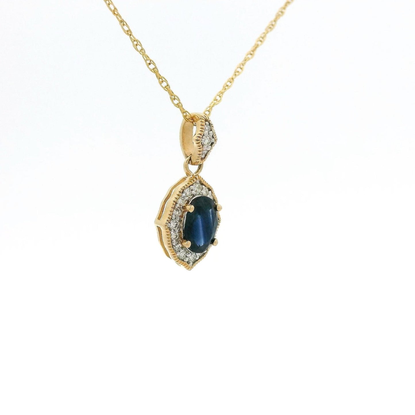 Oval Cut Sapphire & Diamond Pendant - Forever Rox Fine Jewelry