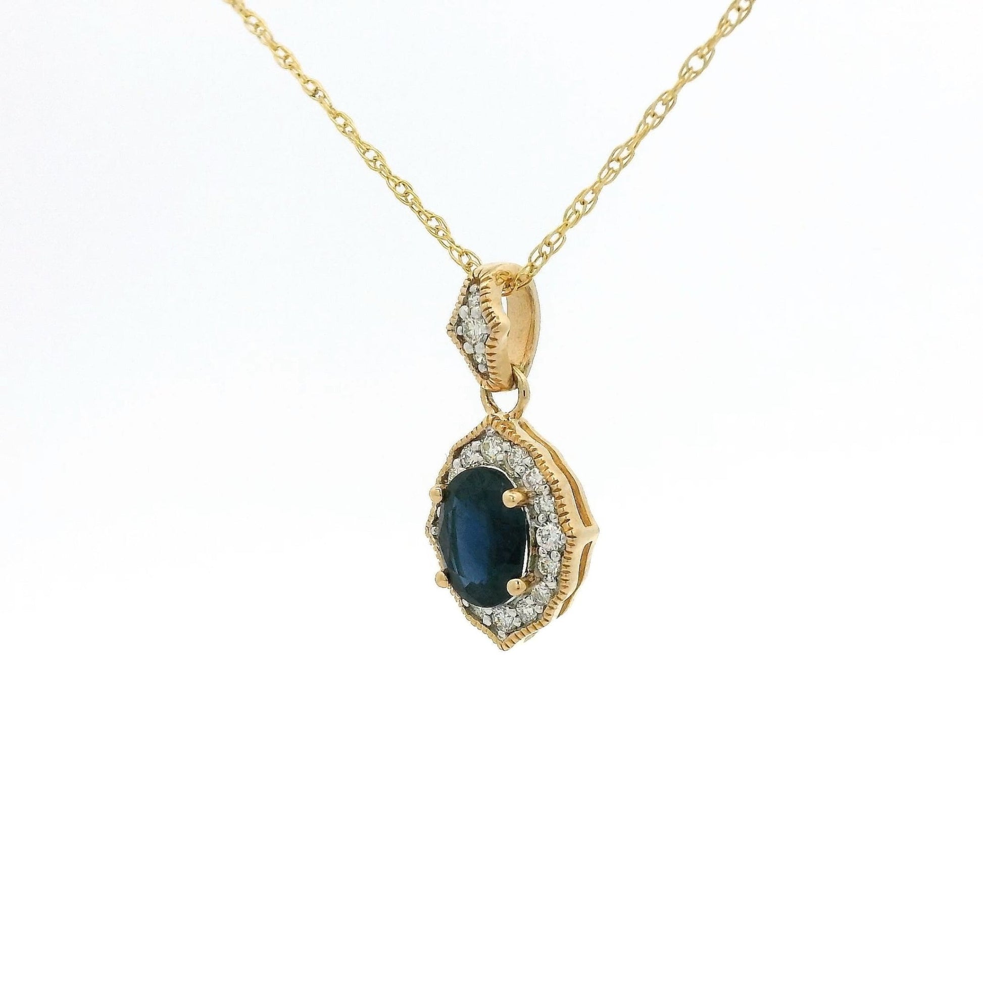 Oval Cut Sapphire & Diamond Pendant - Forever Rox Fine Jewelry