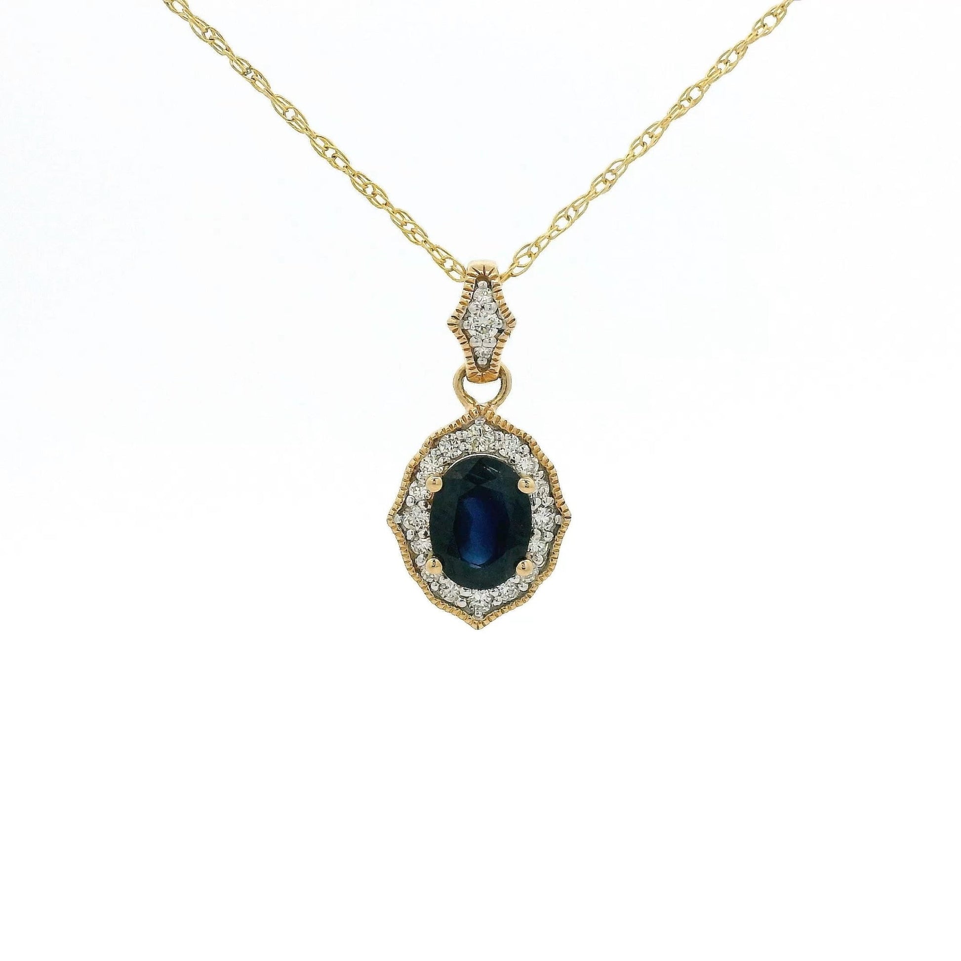 Oval Cut Sapphire & Diamond Pendant - Forever Rox Fine Jewelry