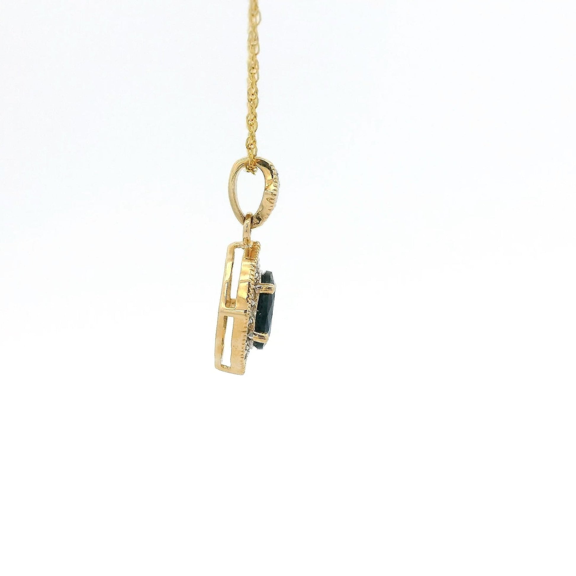 Oval Cut Sapphire & Diamond Pendant - Forever Rox Fine Jewelry