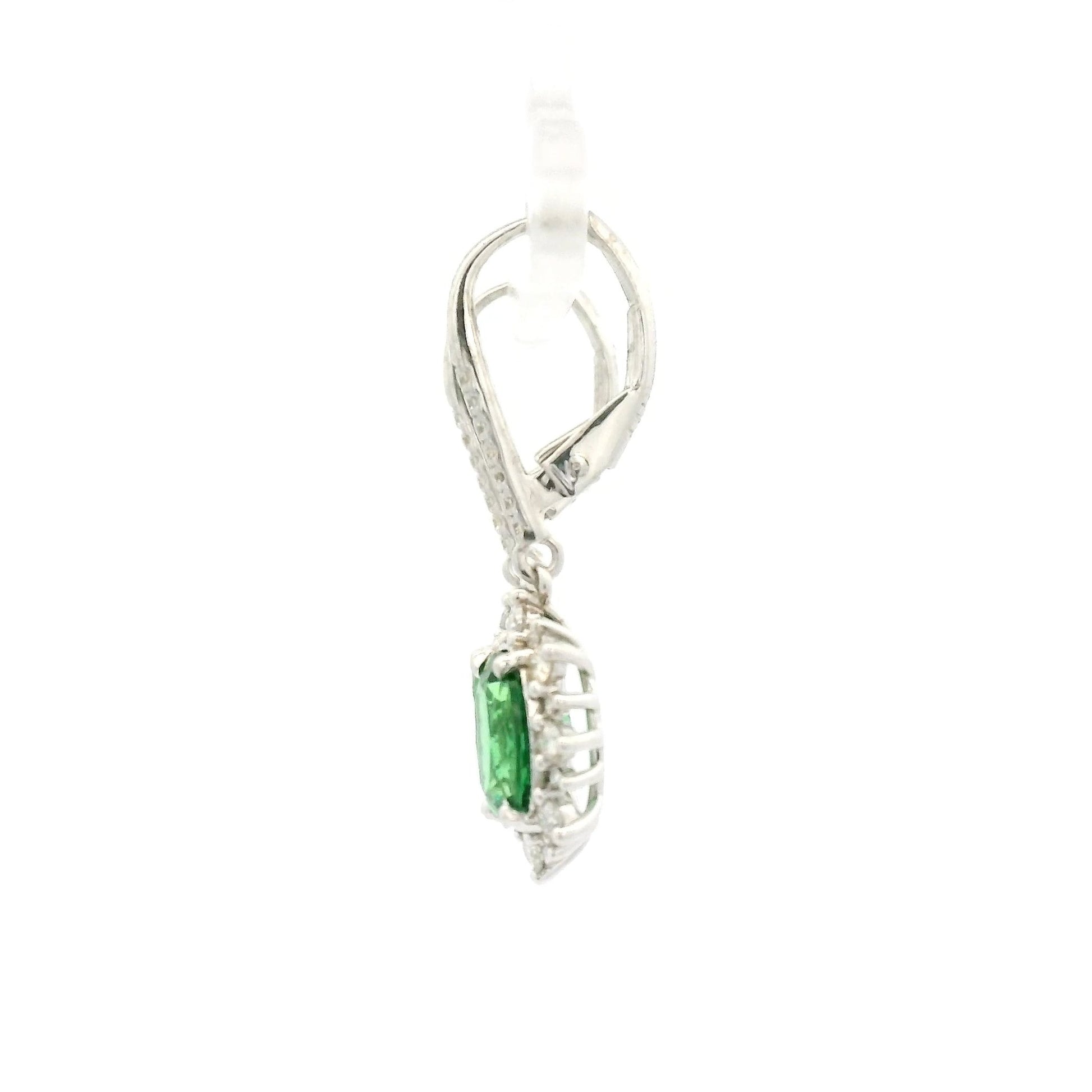 Oval Cut Tsavorite & Diamond Dangle Earrings - Forever Rox