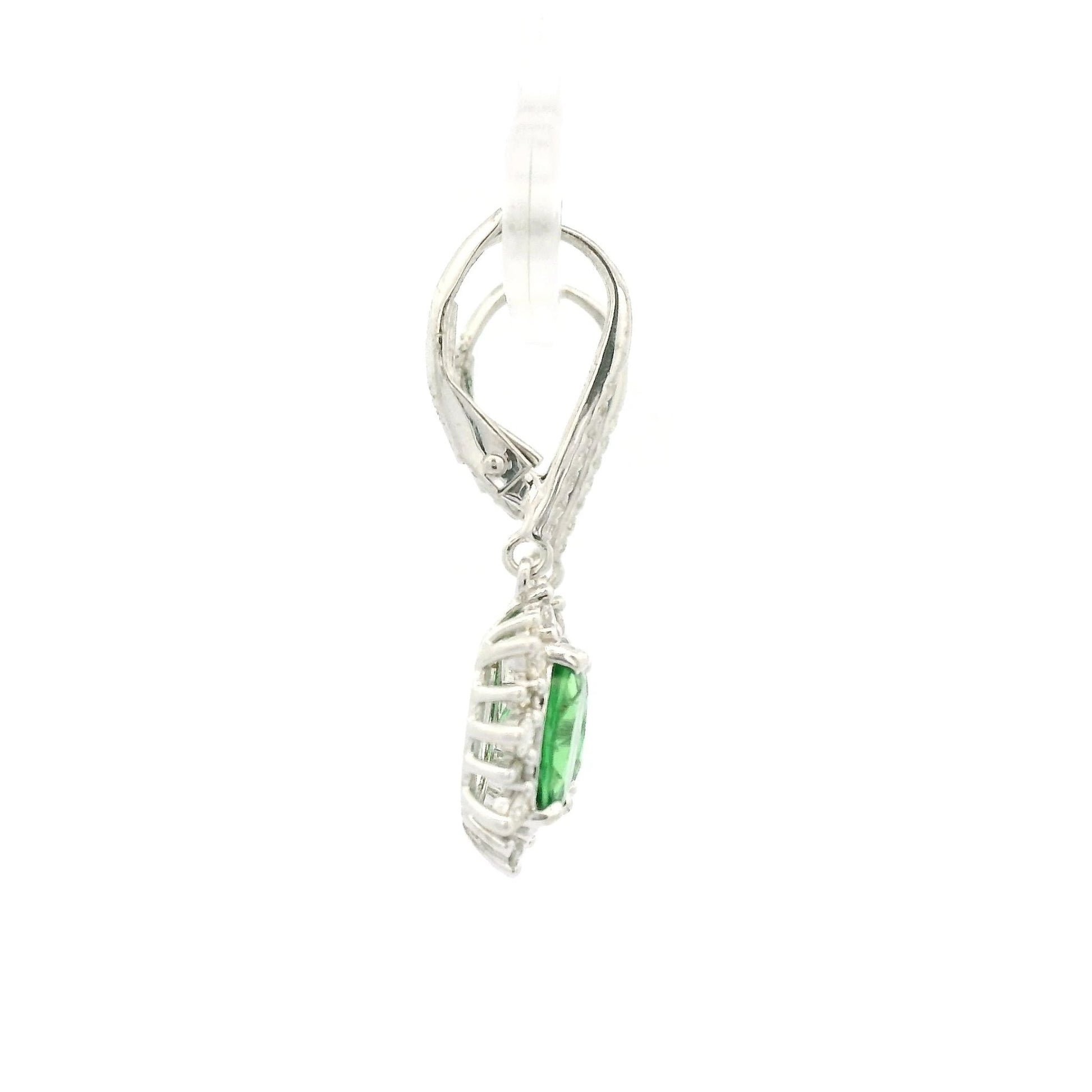 Oval Cut Tsavorite & Diamond Dangle Earrings - Forever Rox
