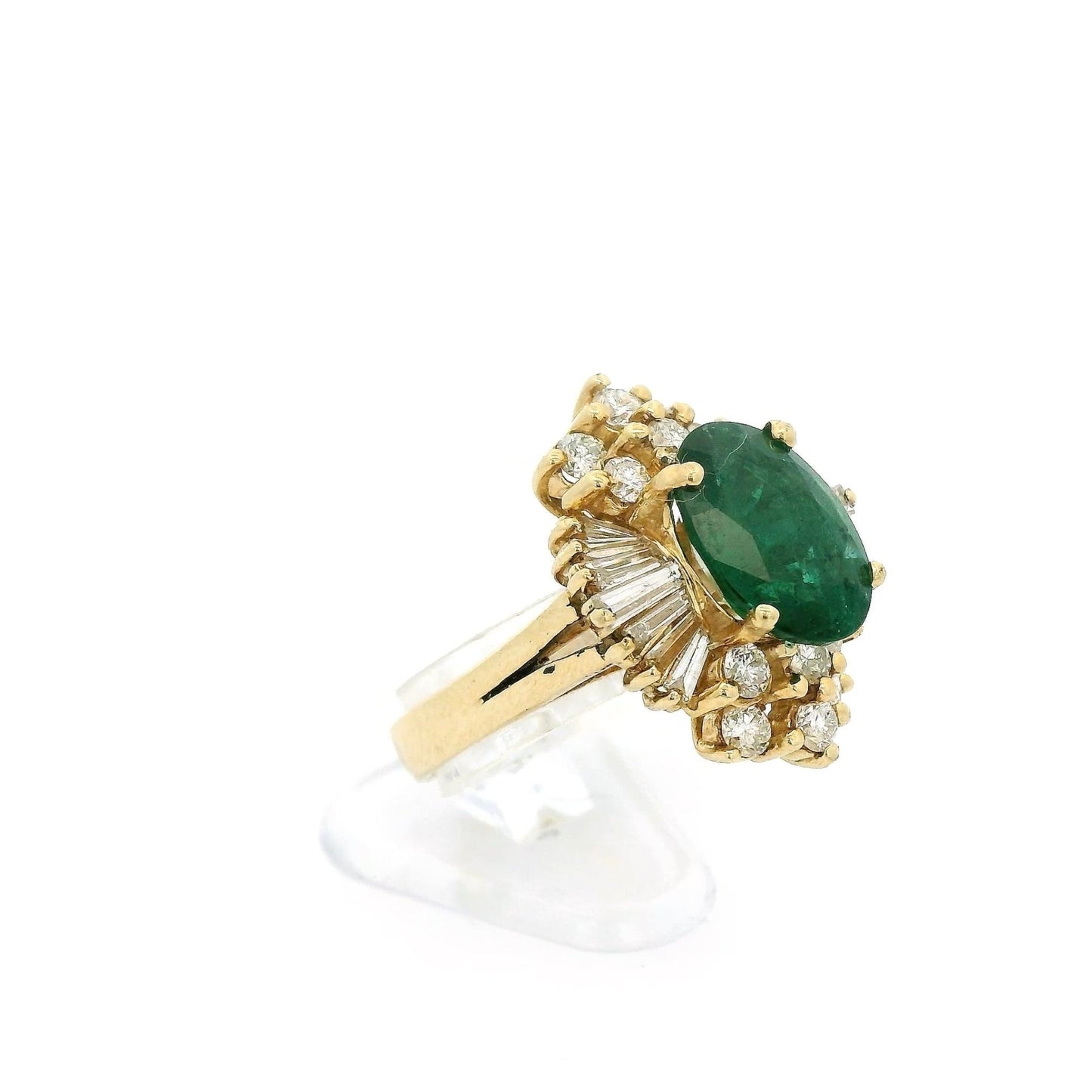Oval Cut Zambian Emerald Ring With Baguette & Round Cut Diamonds - Forever Rox Fine Jewelry