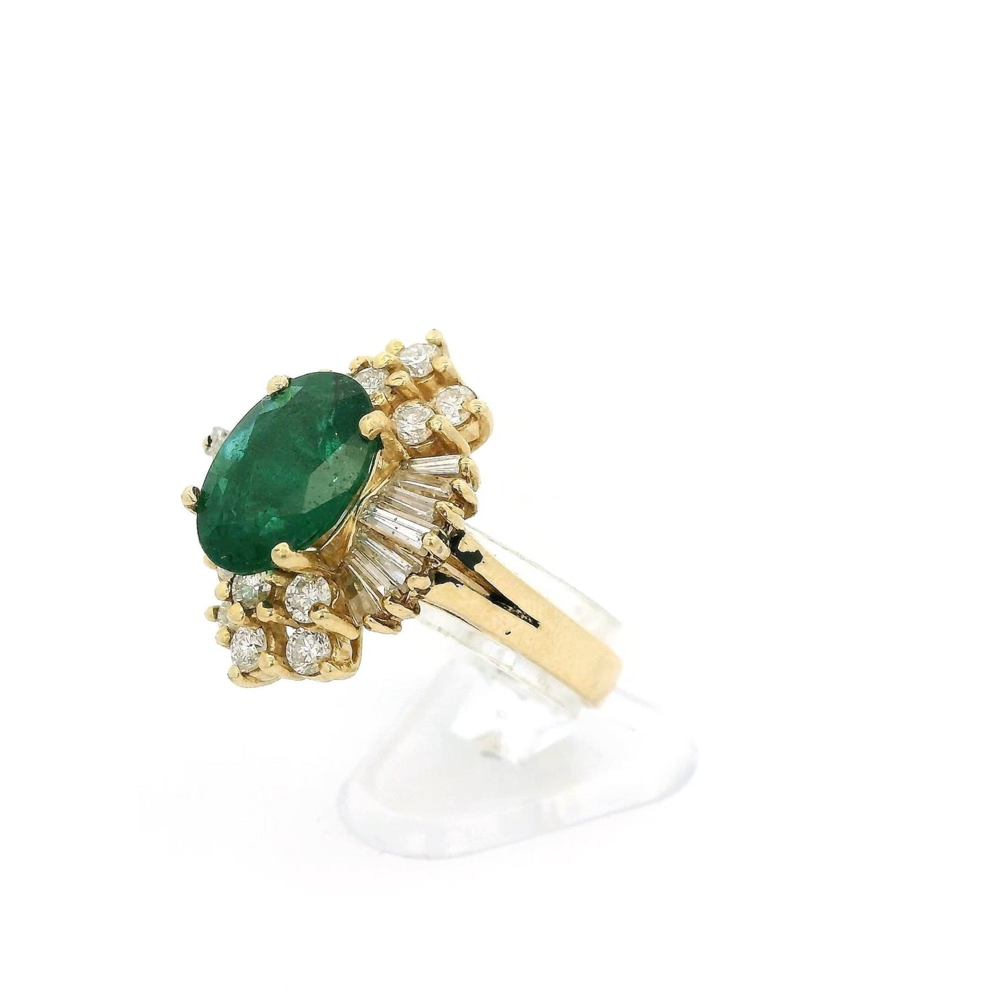 Oval Cut Zambian Emerald Ring With Baguette & Round Cut Diamonds - Forever Rox Fine Jewelry