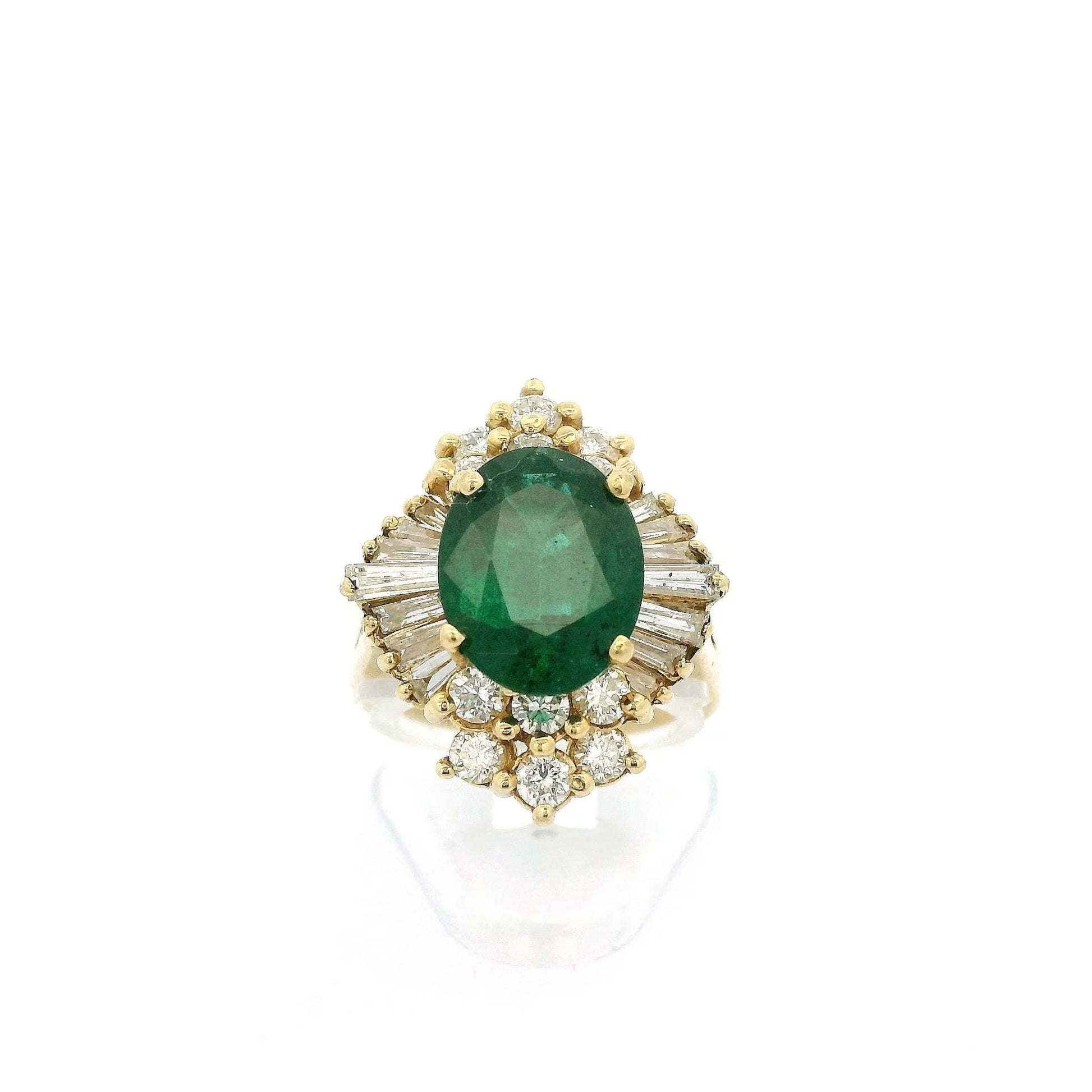 Oval Cut Zambian Emerald Ring With Baguette & Round Cut Diamonds - Forever Rox Fine Jewelry
