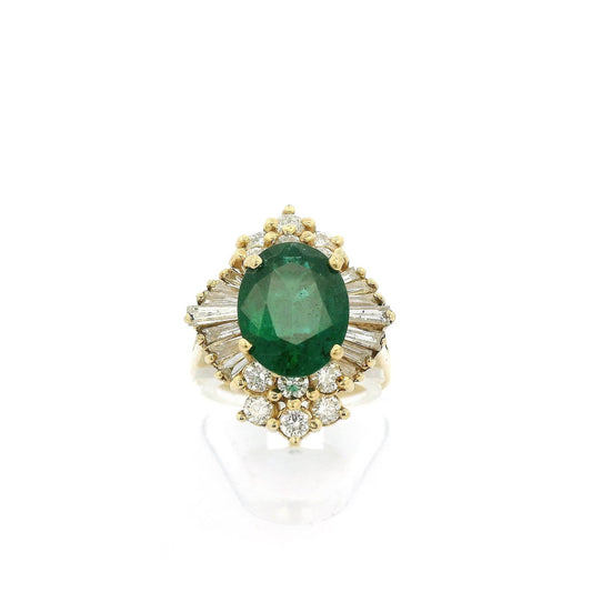 Oval Cut Zambian Emerald Ring With Baguette & Round Cut Diamonds - Forever Rox Fine Jewelry