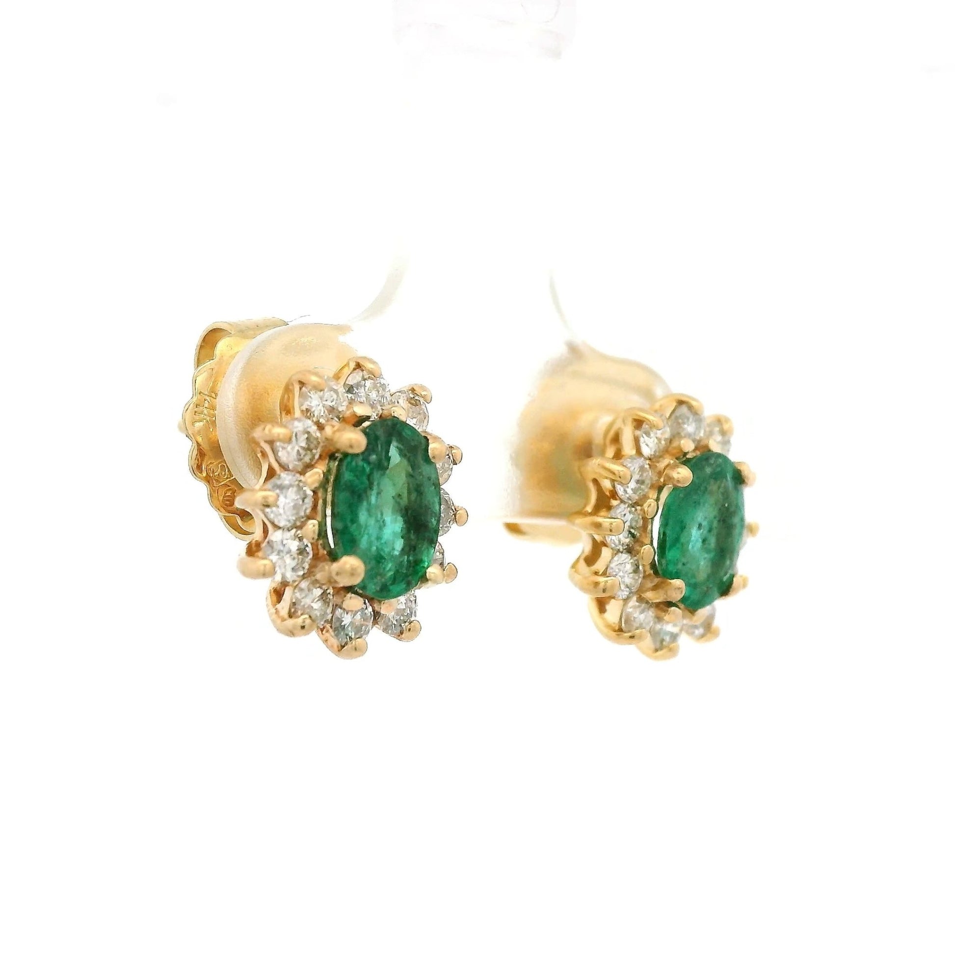 Oval Emerald & Diamond Studs - Forever Rox