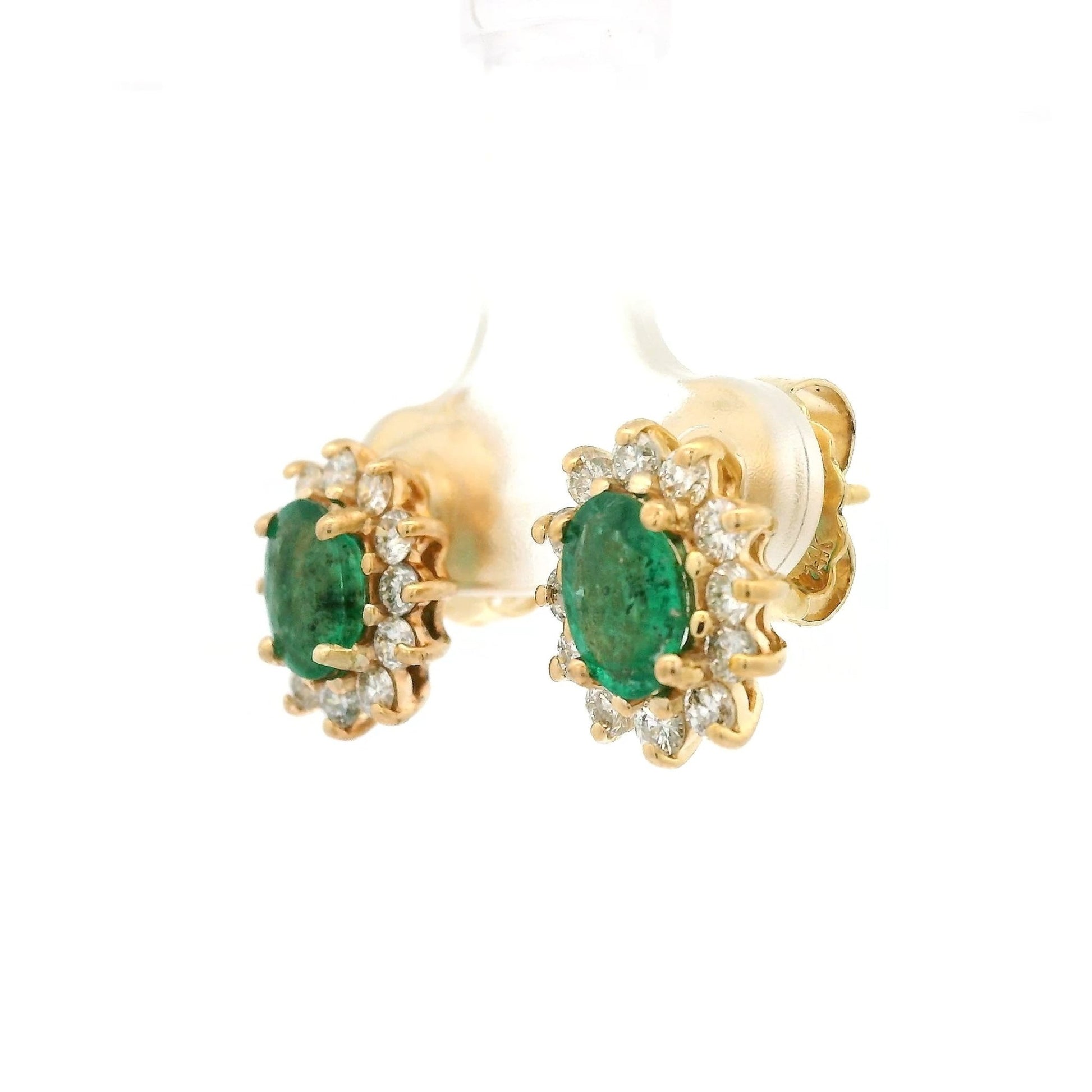 Oval Emerald & Diamond Studs - Forever Rox