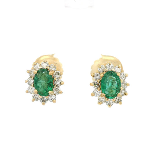 Oval Emerald & Diamond Studs - Forever Rox