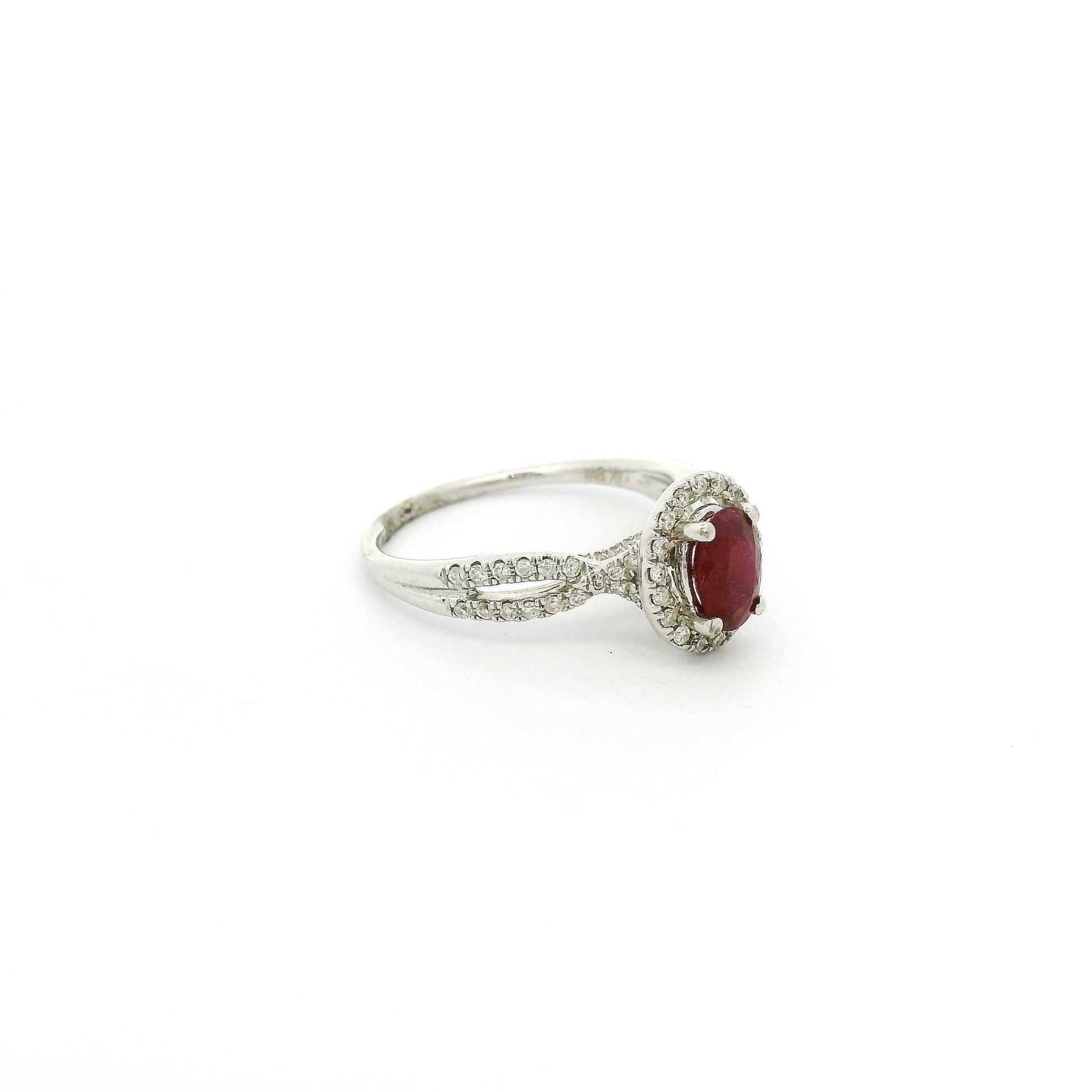 Oval Ruby and Diamond Crossover Shank Ring - Forever Rox Fine Jewelry