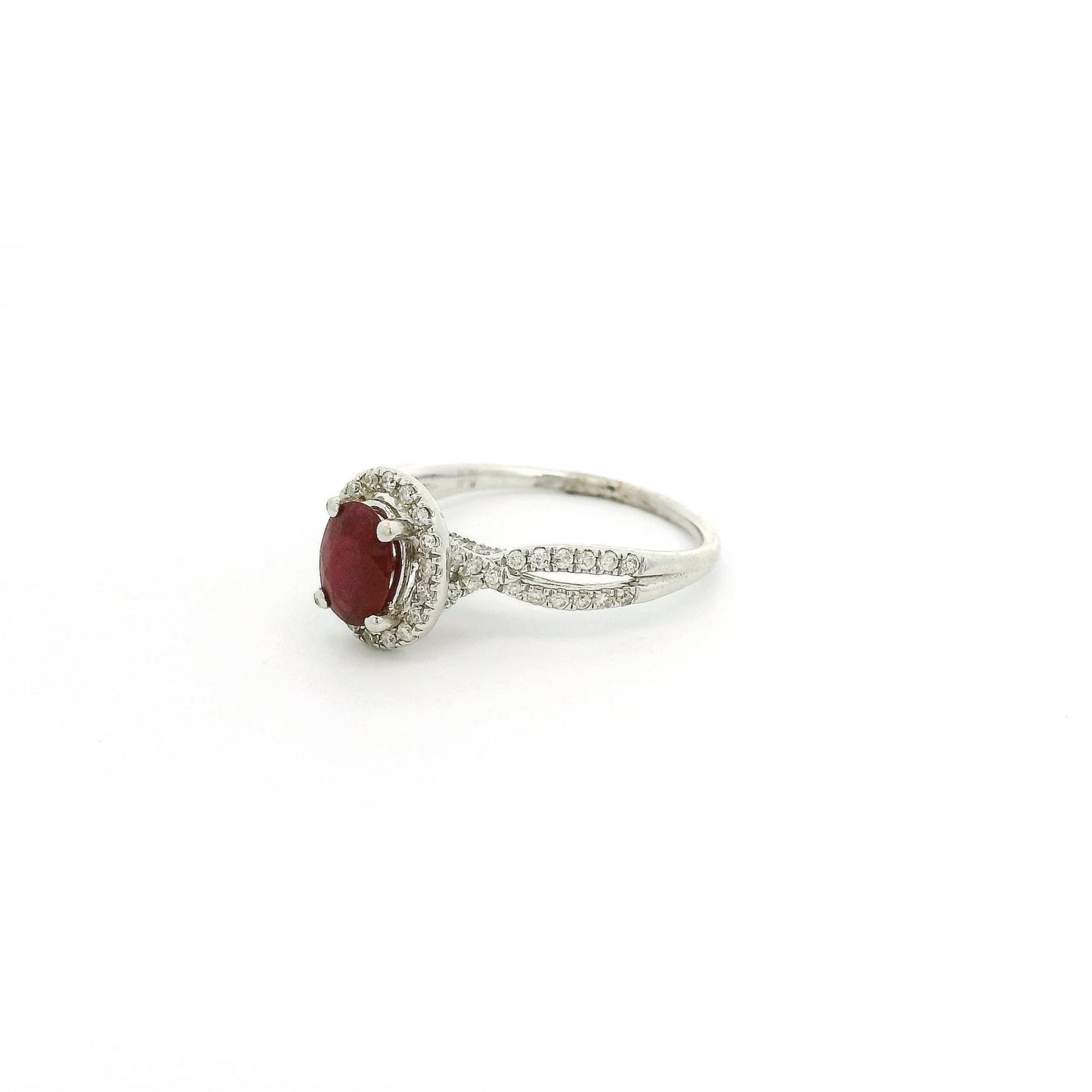 Oval Ruby and Diamond Crossover Shank Ring - Forever Rox Fine Jewelry