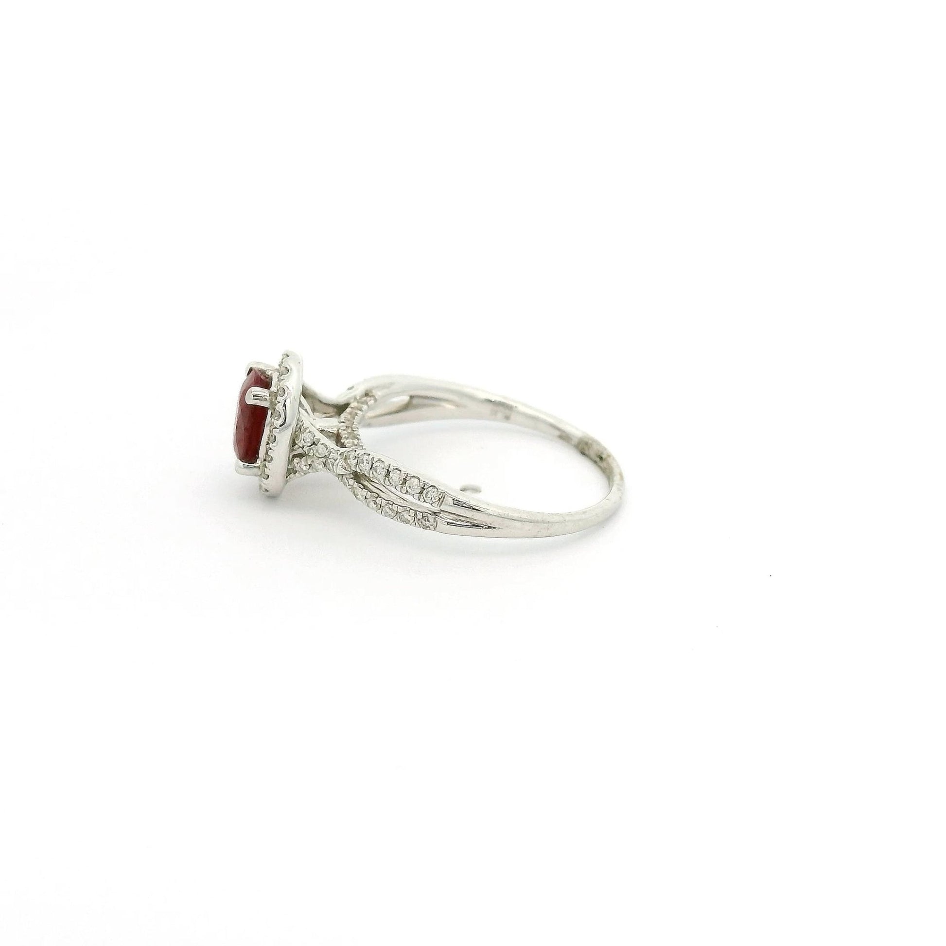 Oval Ruby and Diamond Crossover Shank Ring - Forever Rox Fine Jewelry