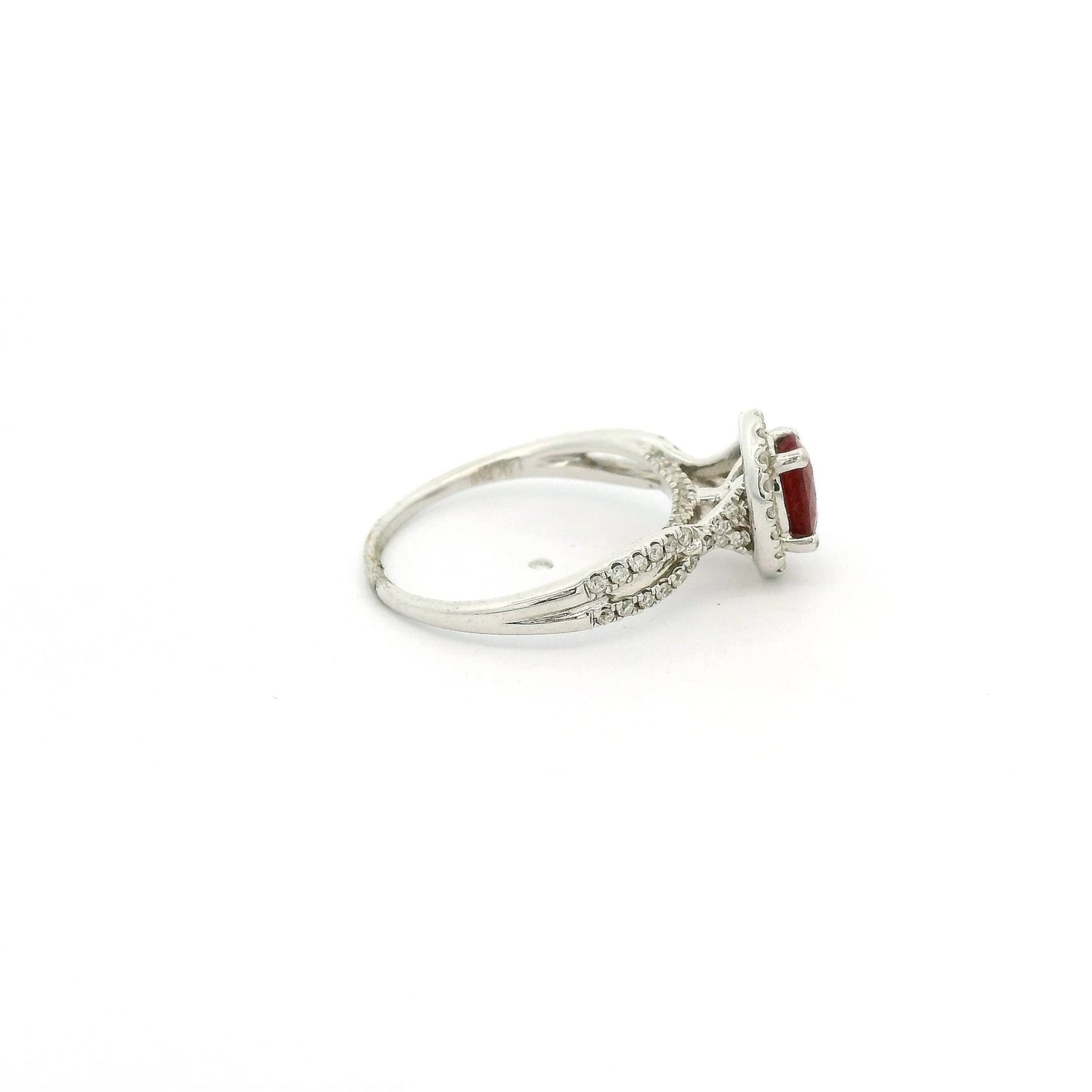 Oval Ruby and Diamond Crossover Shank Ring - Forever Rox Fine Jewelry