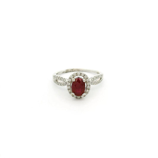 Oval Ruby and Diamond Crossover Shank Ring - Forever Rox Fine Jewelry