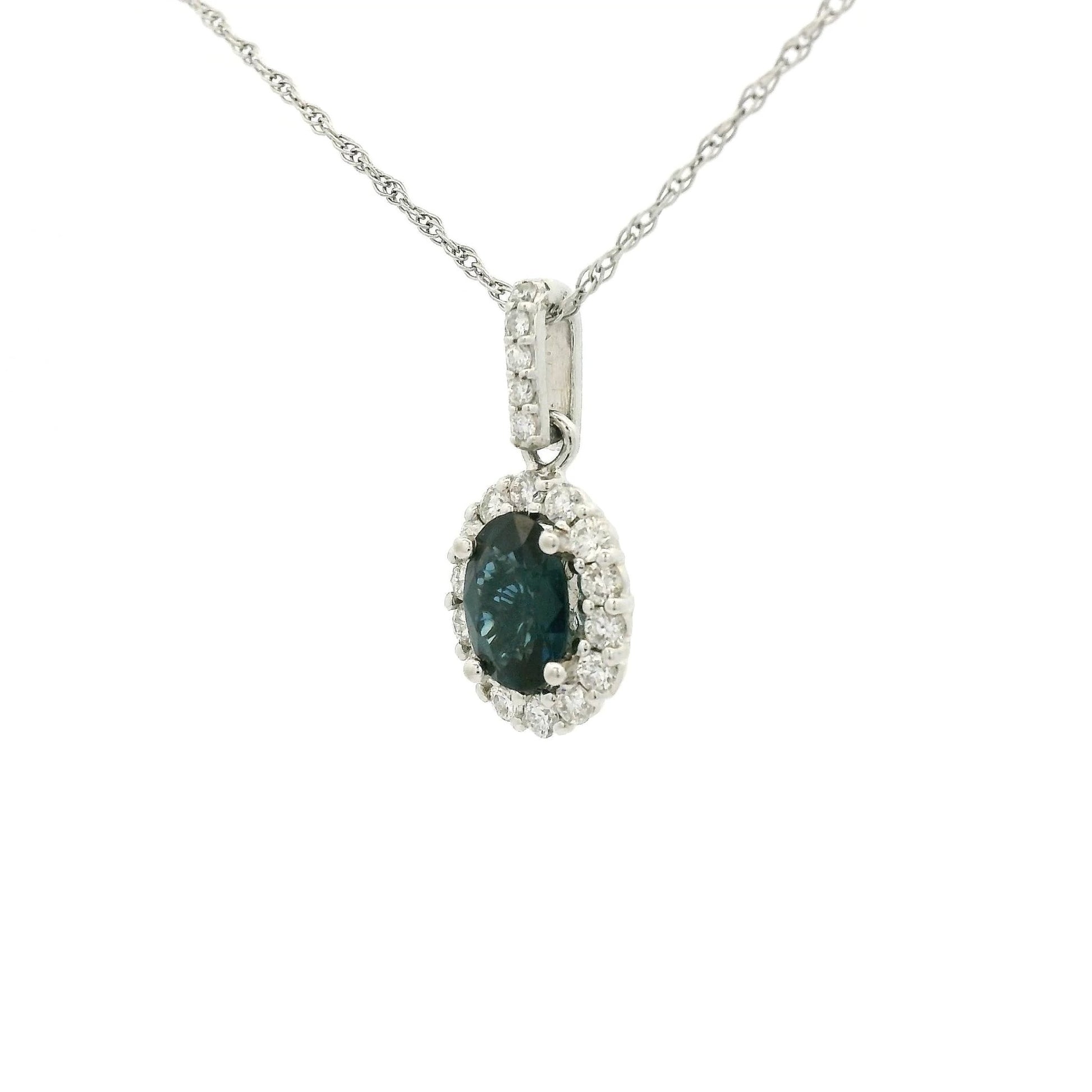 Oval Sapphire & Diamond Pendant - Forever Rox Fine Jewelry