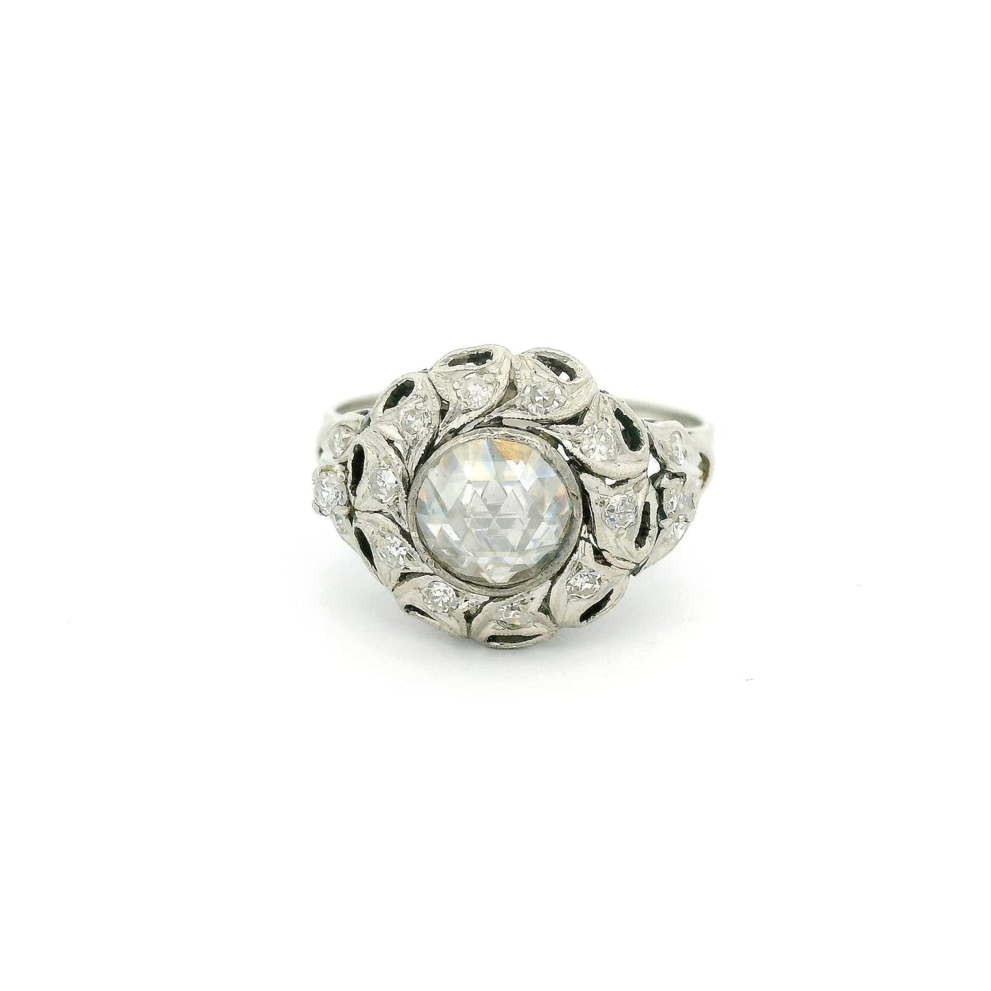 Palladium Art Deco Rose Cut Diamond Ring - Forever Rox