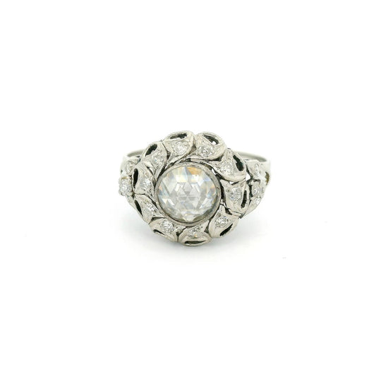 Palladium Art Deco Rose Cut Diamond Ring - Forever Rox
