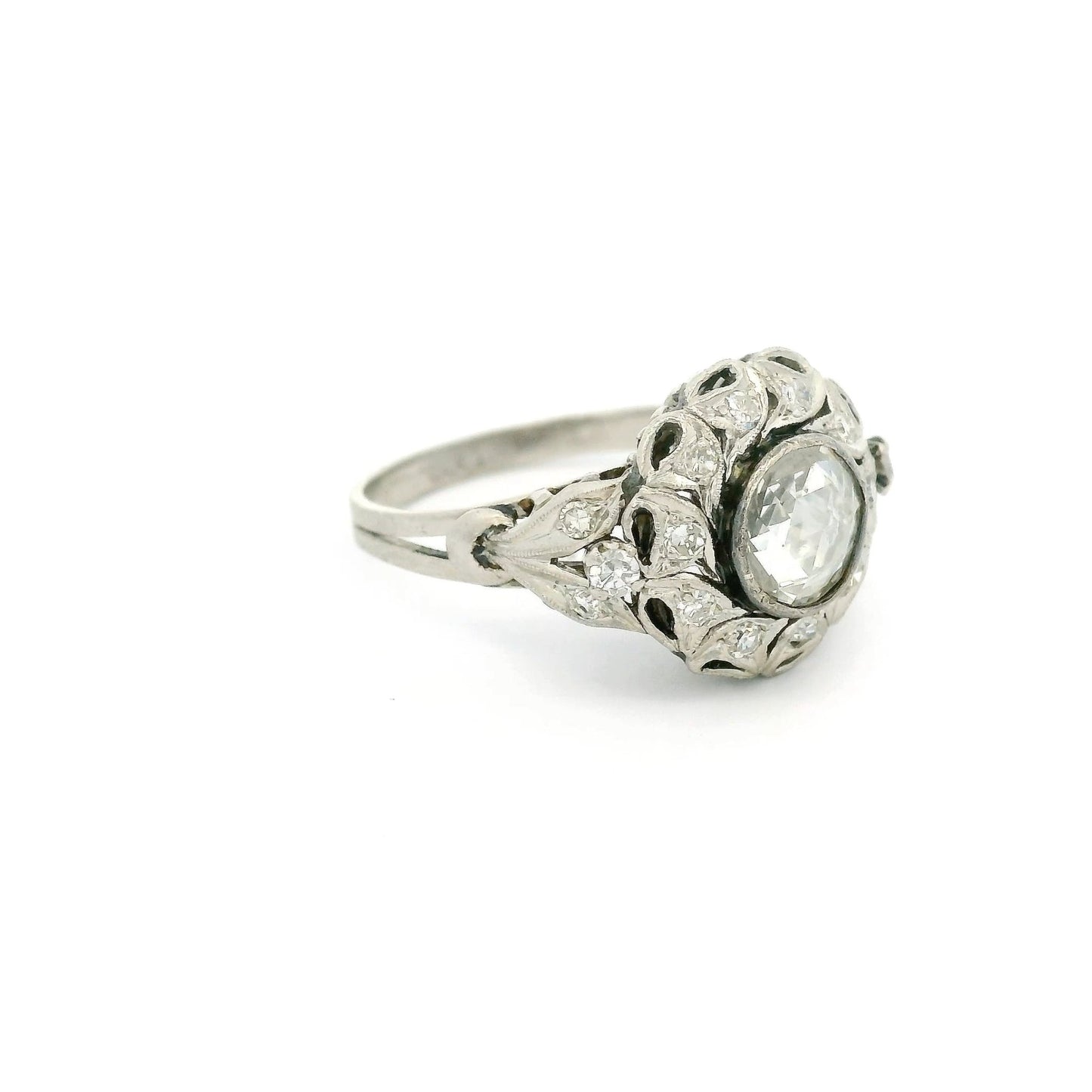 Palladium Art Deco Rose Cut Diamond Ring - Forever Rox