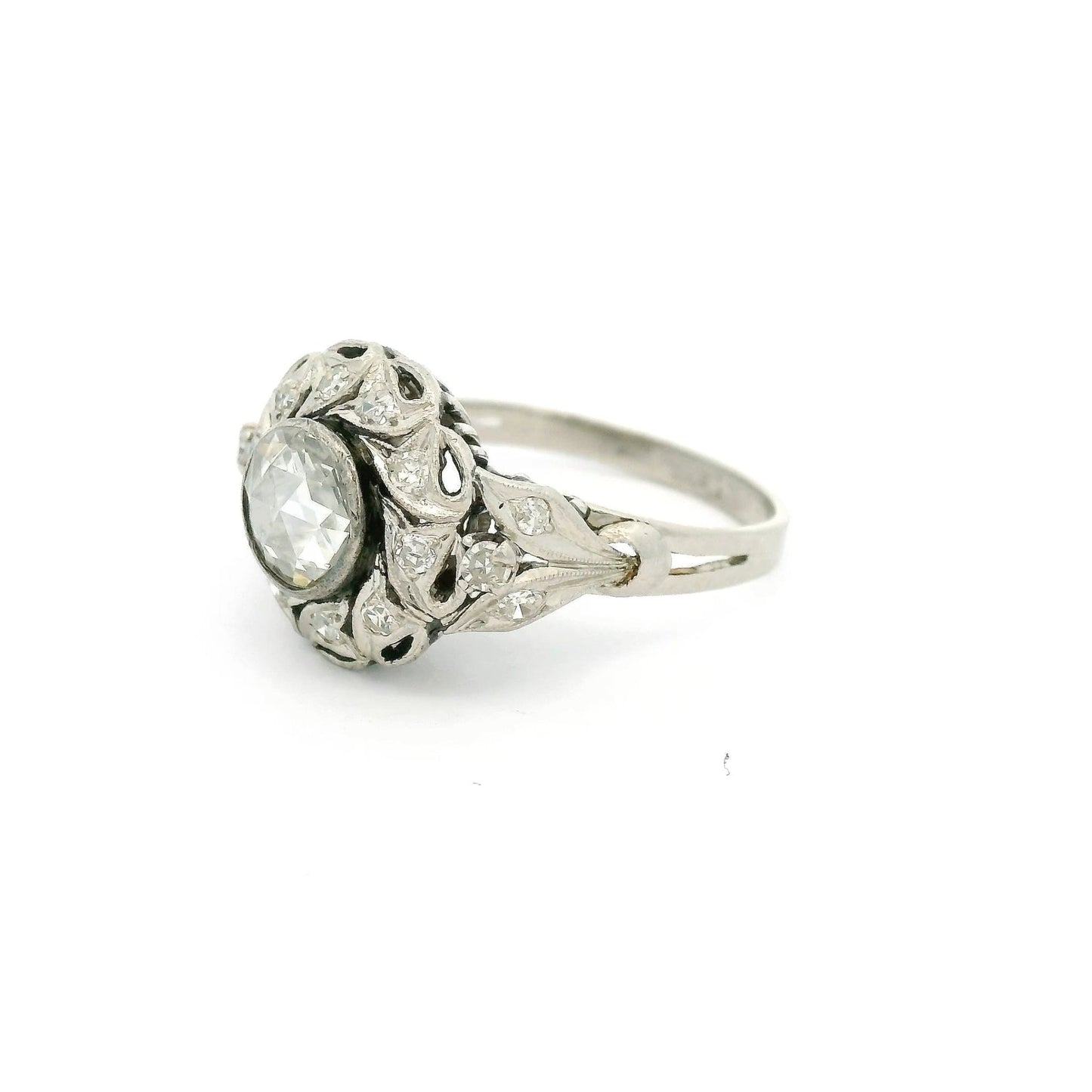 Palladium Art Deco Rose Cut Diamond Ring - Forever Rox