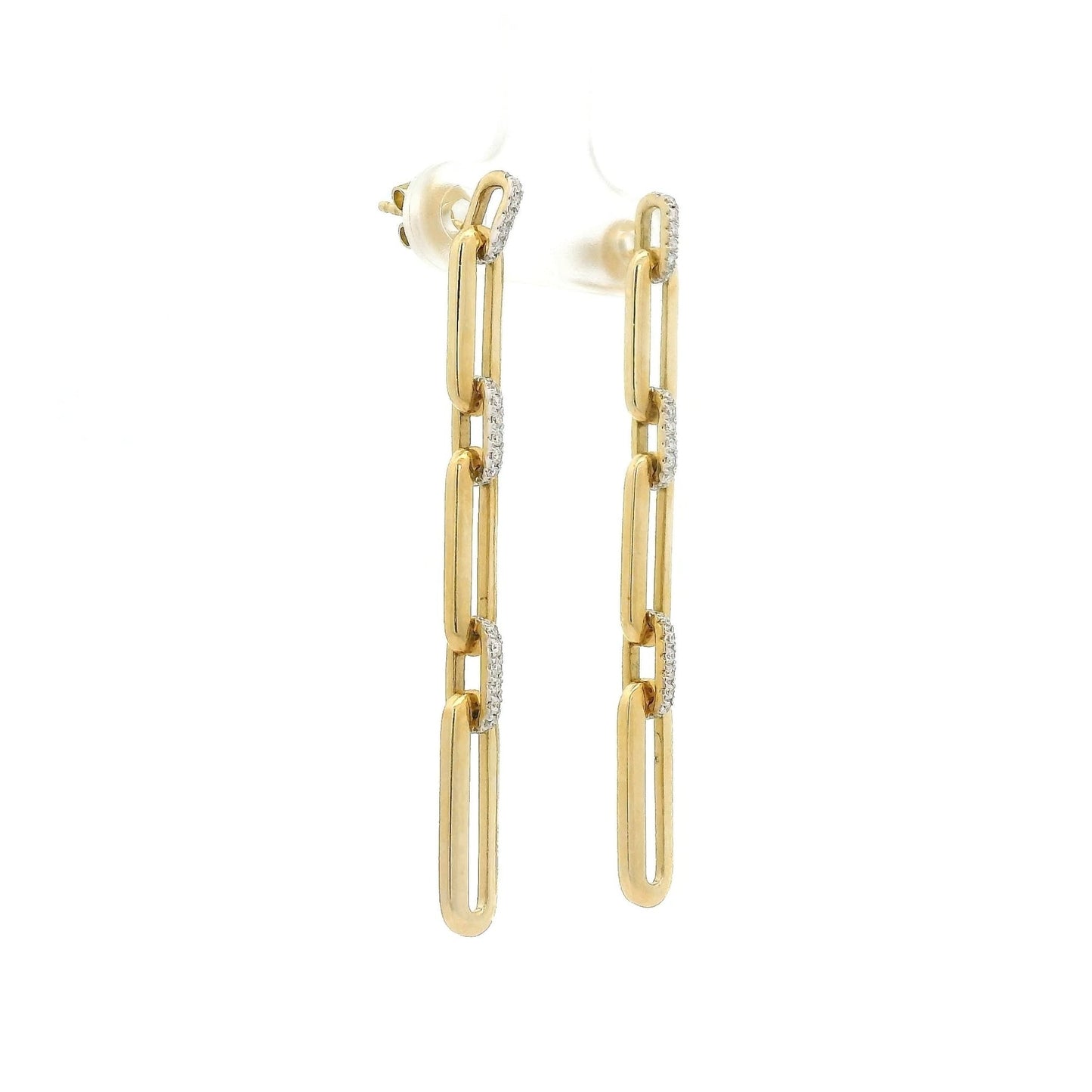 Paper Clip Natural Diamond Link Dangle Earrings - Forever Rox Fine Jewelry