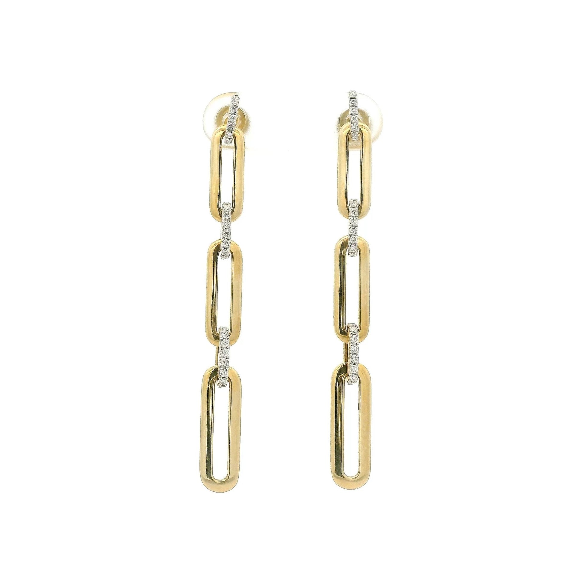 Paper Clip Natural Diamond Link Dangle Earrings - Forever Rox Fine Jewelry