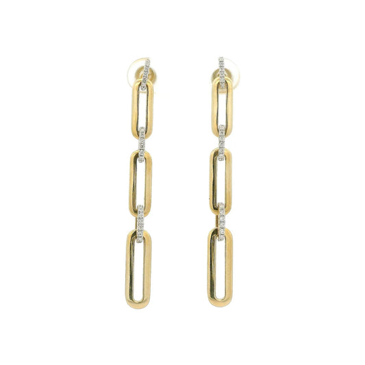Paper Clip Natural Diamond Link Dangle Earrings - Forever Rox Fine Jewelry