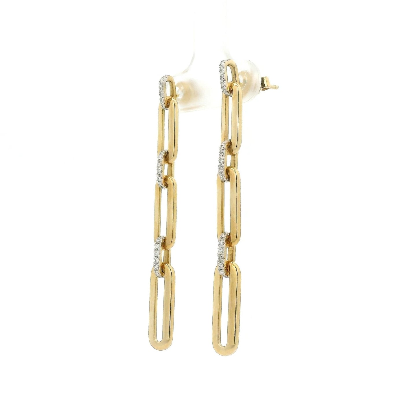 Paper Clip Natural Diamond Link Dangle Earrings - Forever Rox Fine Jewelry