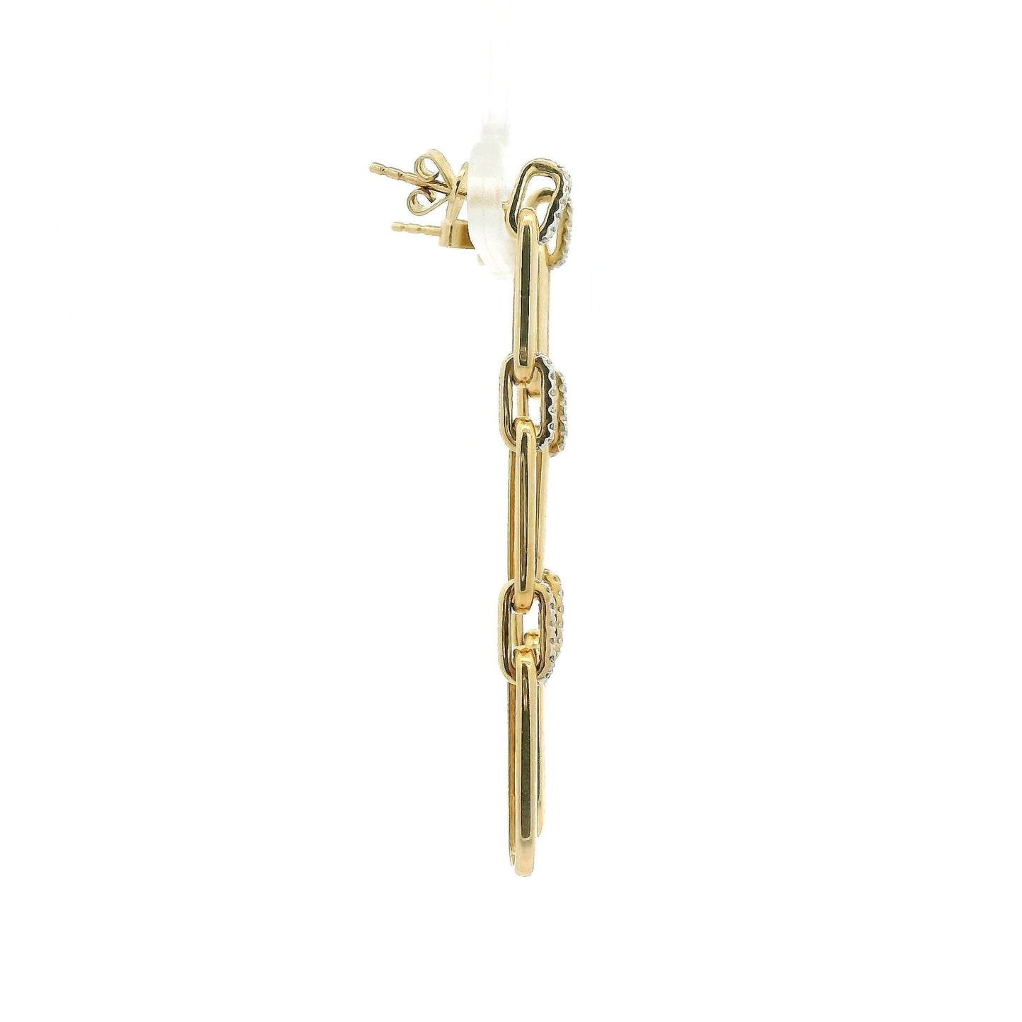 Paper Clip Natural Diamond Link Dangle Earrings - Forever Rox Fine Jewelry