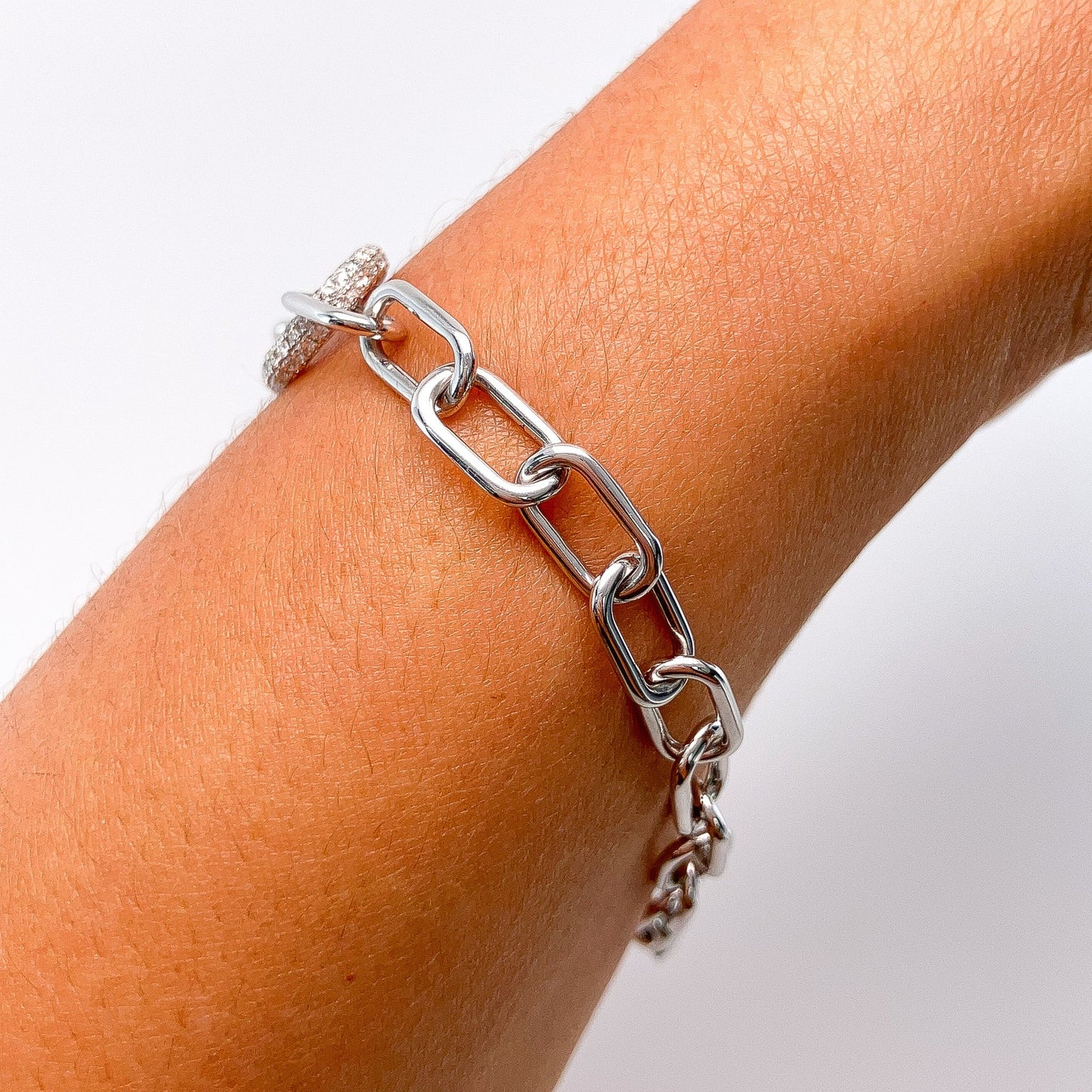 Pave Diamond Anchor Link Chain Bracelet, 18k - Forever Rox