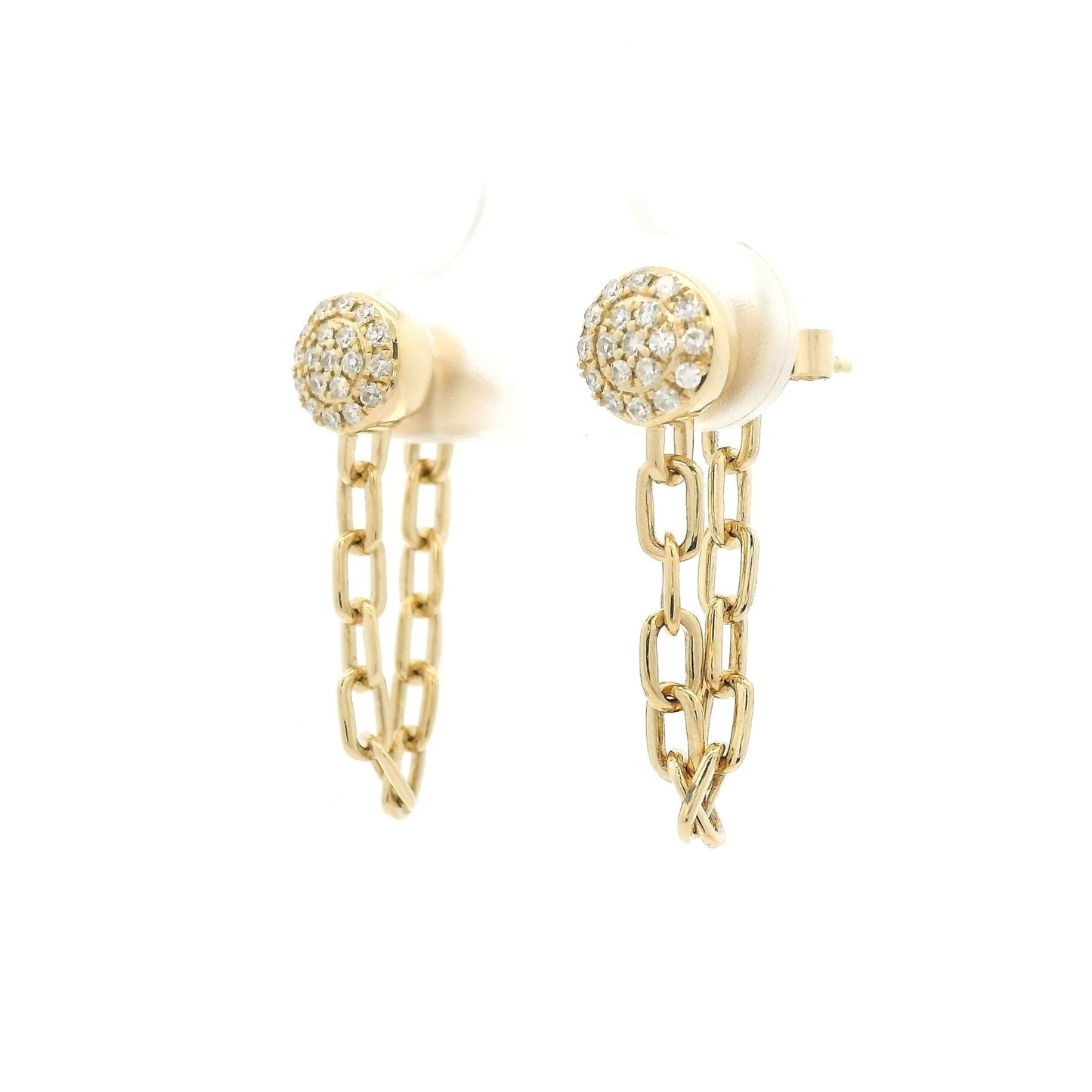 Pavé Diamond Studs With Chain Dangle - Forever Rox Fine Jewelry