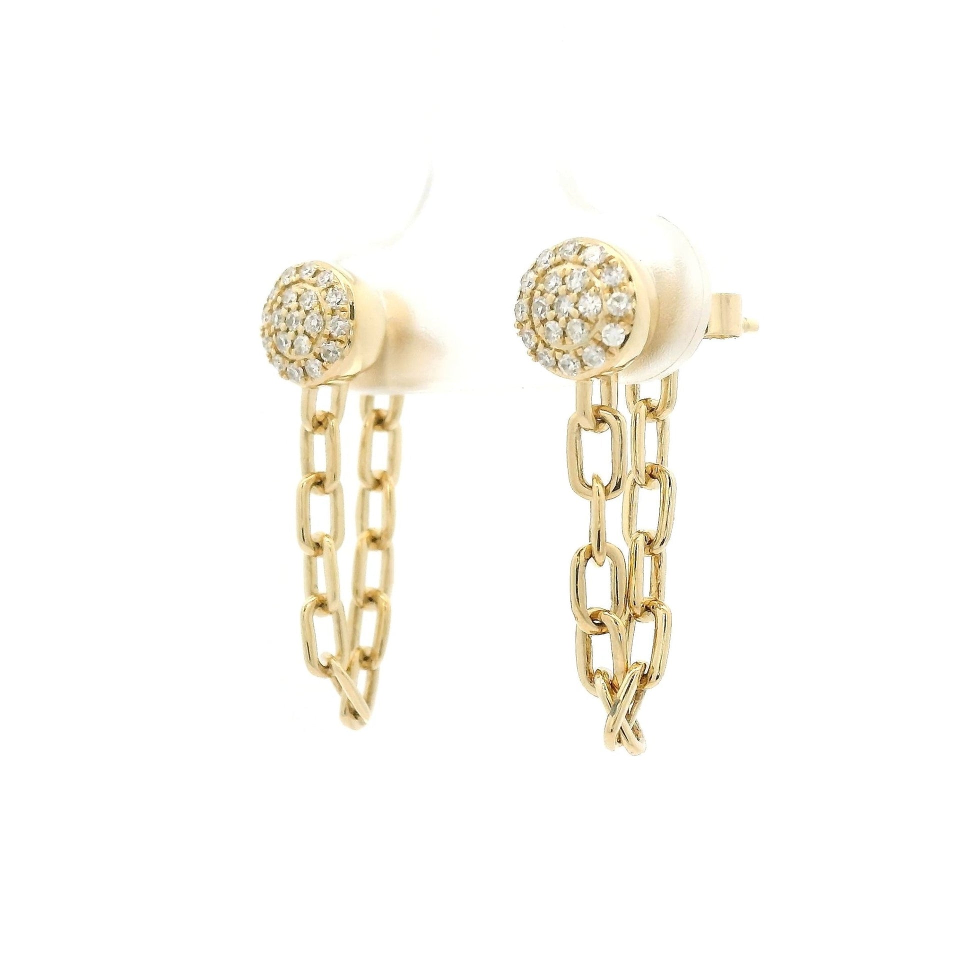 Pavé Diamond Studs With Chain Dangle - Forever Rox Fine Jewelry