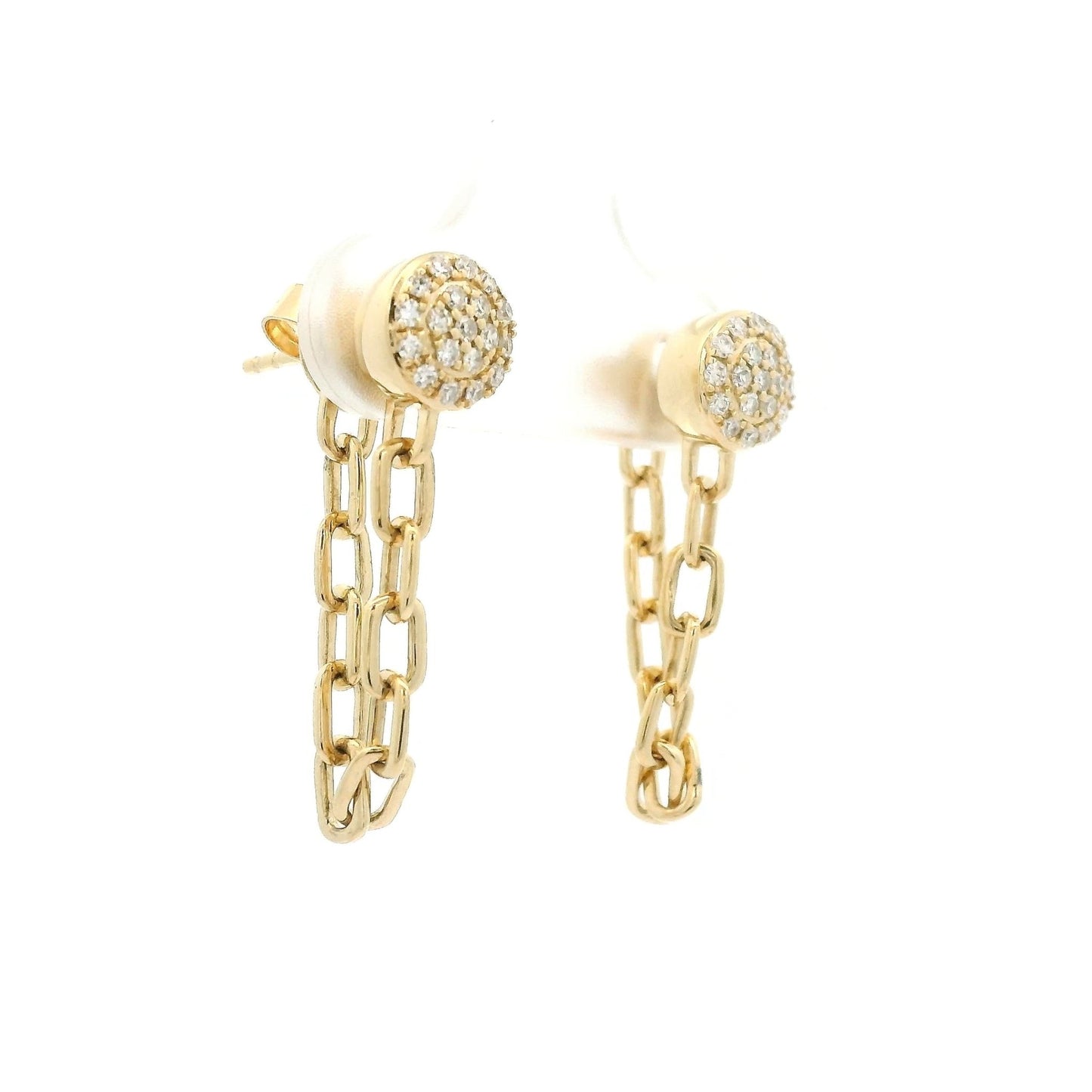 Pavé Diamond Studs With Chain Dangle - Forever Rox Fine Jewelry