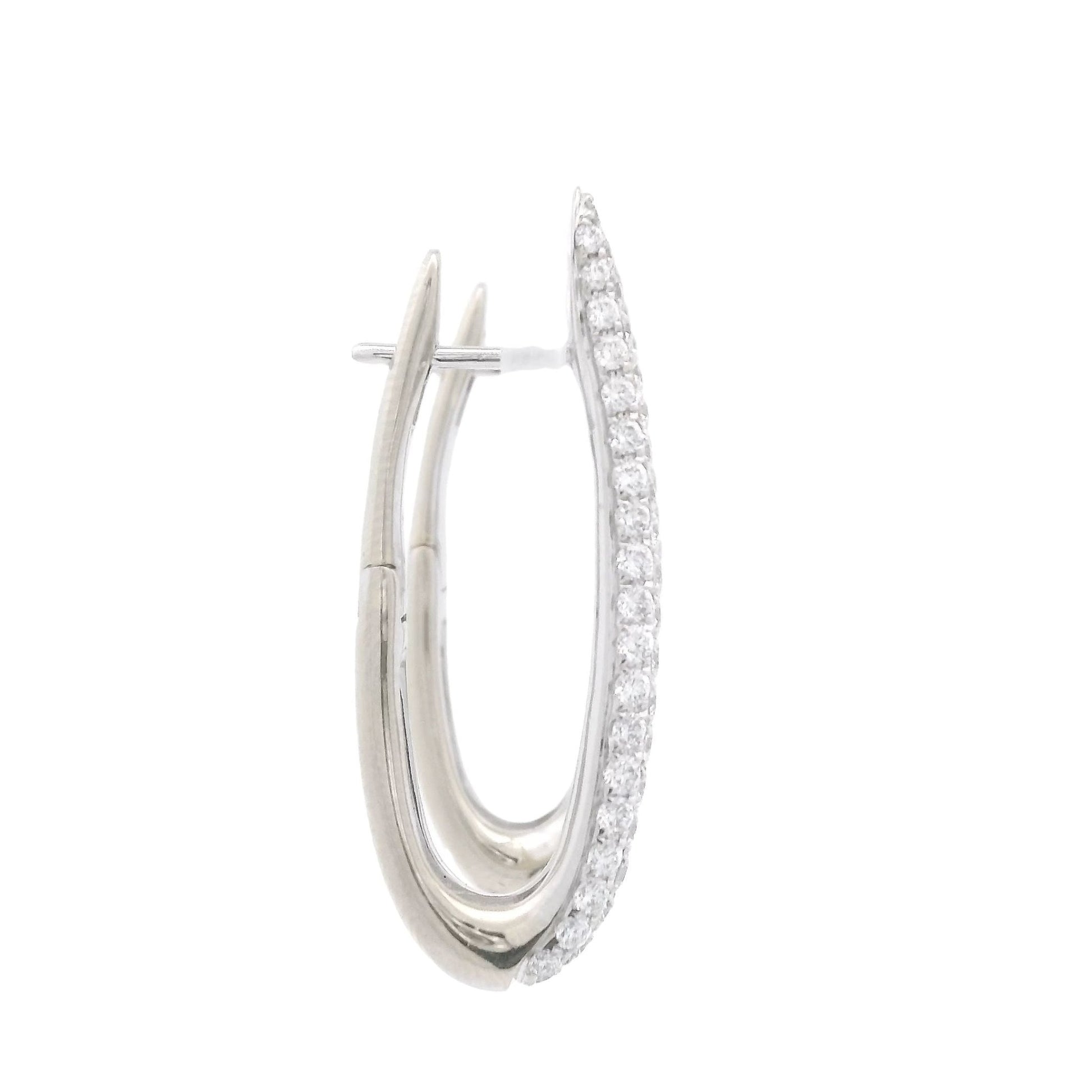 Pavé Set Diamond Drop Hoops - Forever Rox