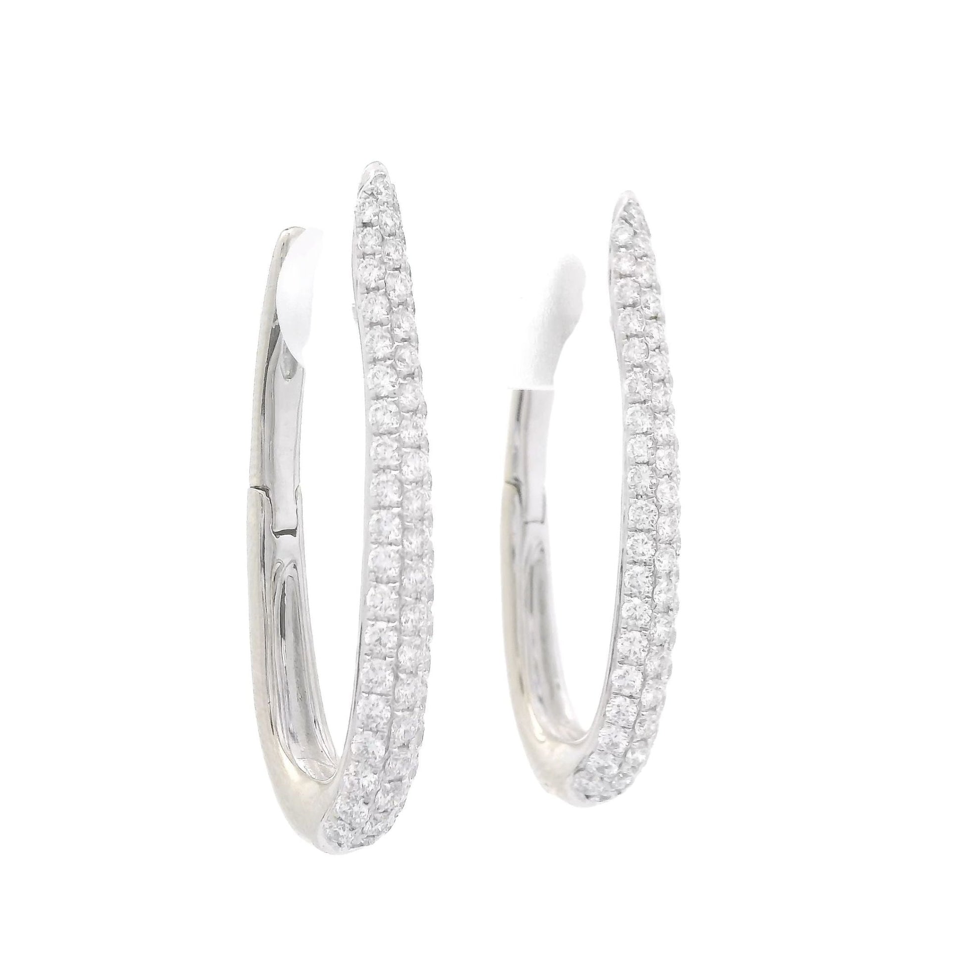 Pavé Set Diamond Drop Hoops - Forever Rox