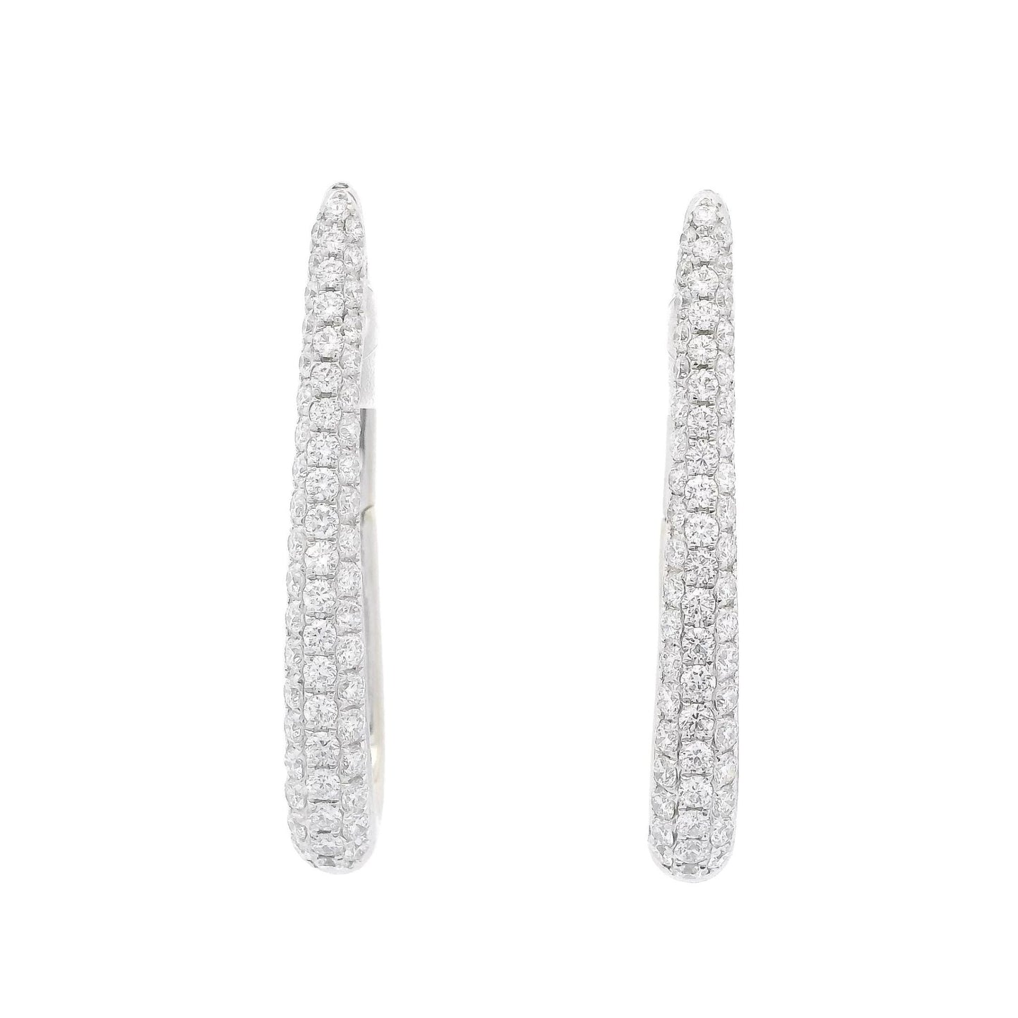 Pavé Set Diamond Drop Hoops - Forever Rox