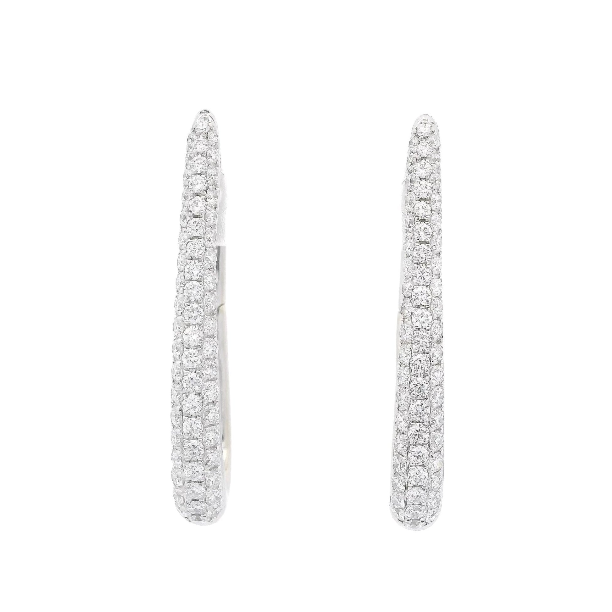 Pavé Set Diamond Drop Hoops - Forever Rox
