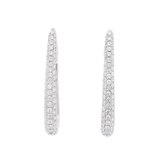 Pavé Set Diamond Drop Hoops - Forever Rox