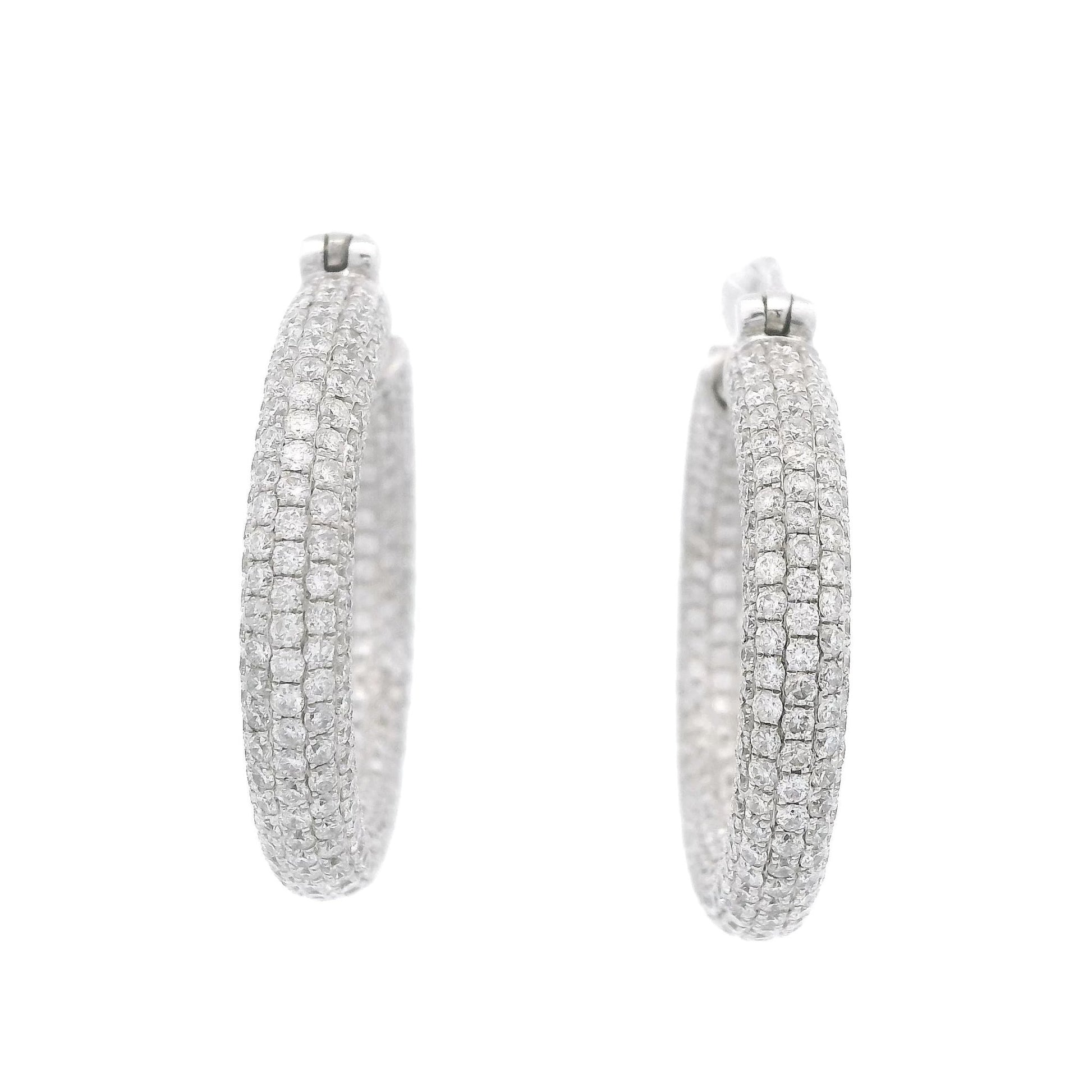 Pavé Set Diamond Hoops - Forever Rox