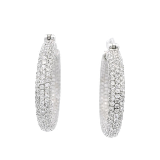 Pavé Set Diamond Hoops - Forever Rox