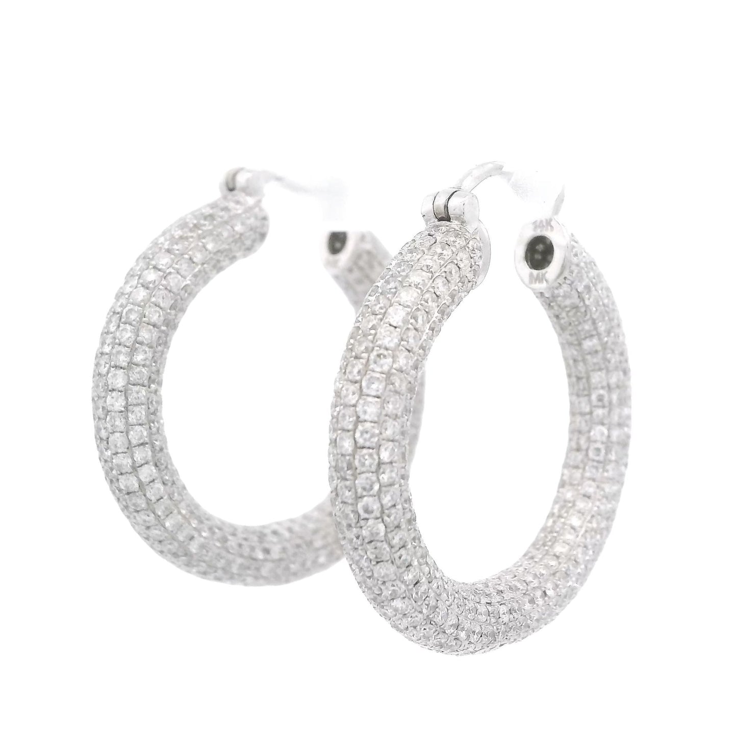 Pavé Set Diamond Hoops - Forever Rox
