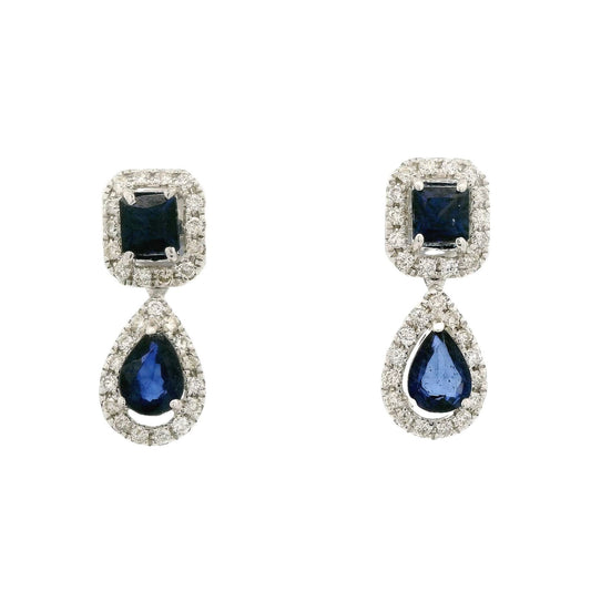 Pear & Cushion Cut Sapphire Dangles with Diamonds - Forever Rox