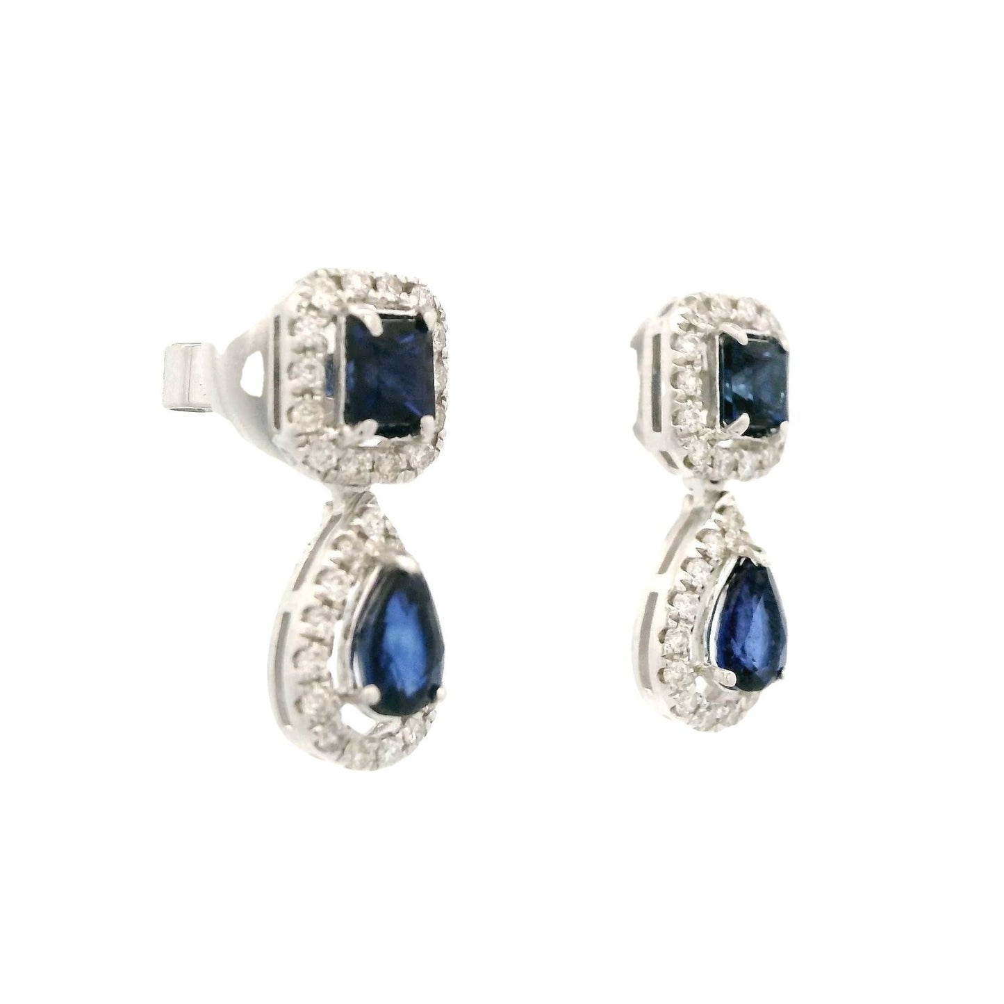 Pear & Cushion Cut Sapphire Dangles with Diamonds - Forever Rox