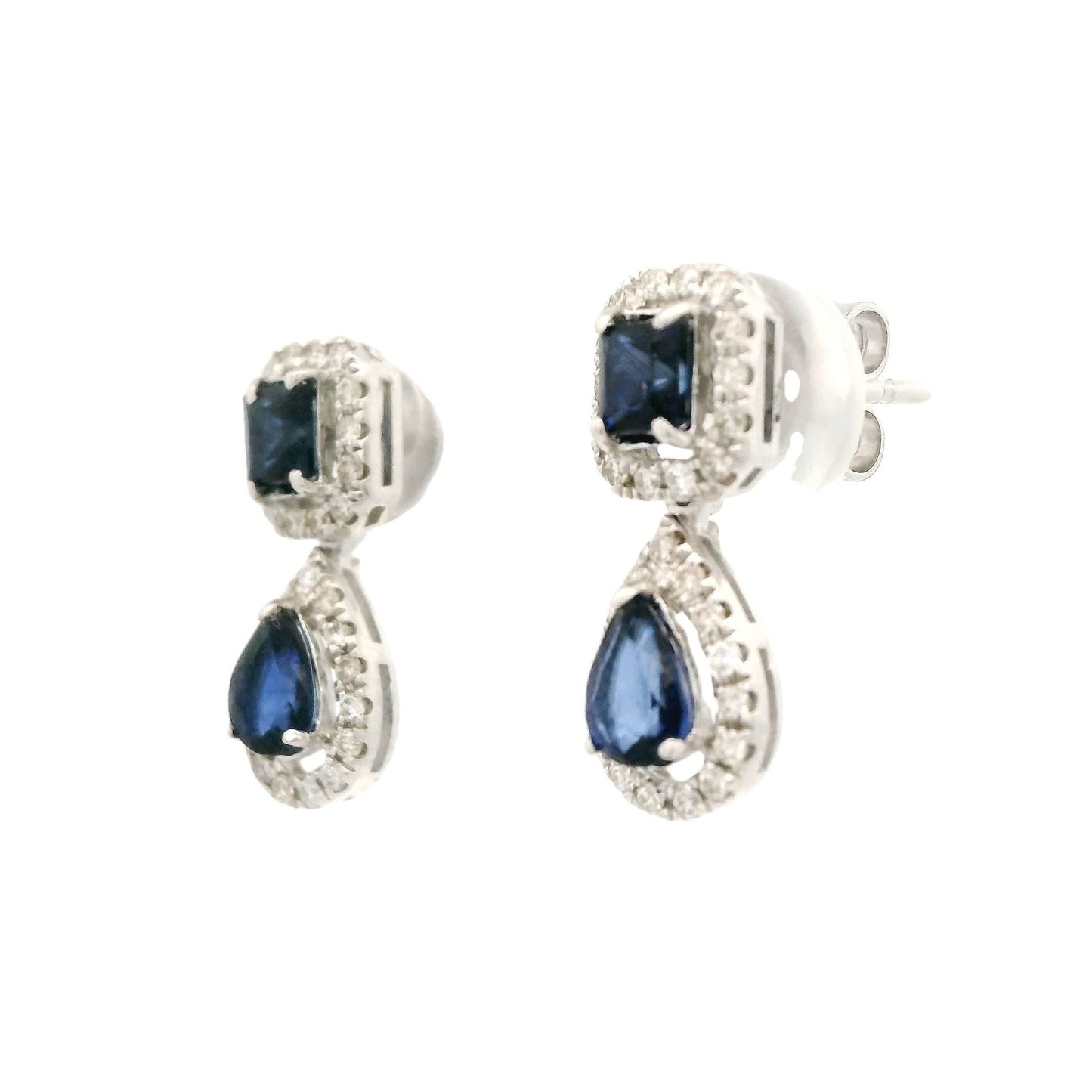 Pear & Cushion Cut Sapphire Dangles with Diamonds - Forever Rox