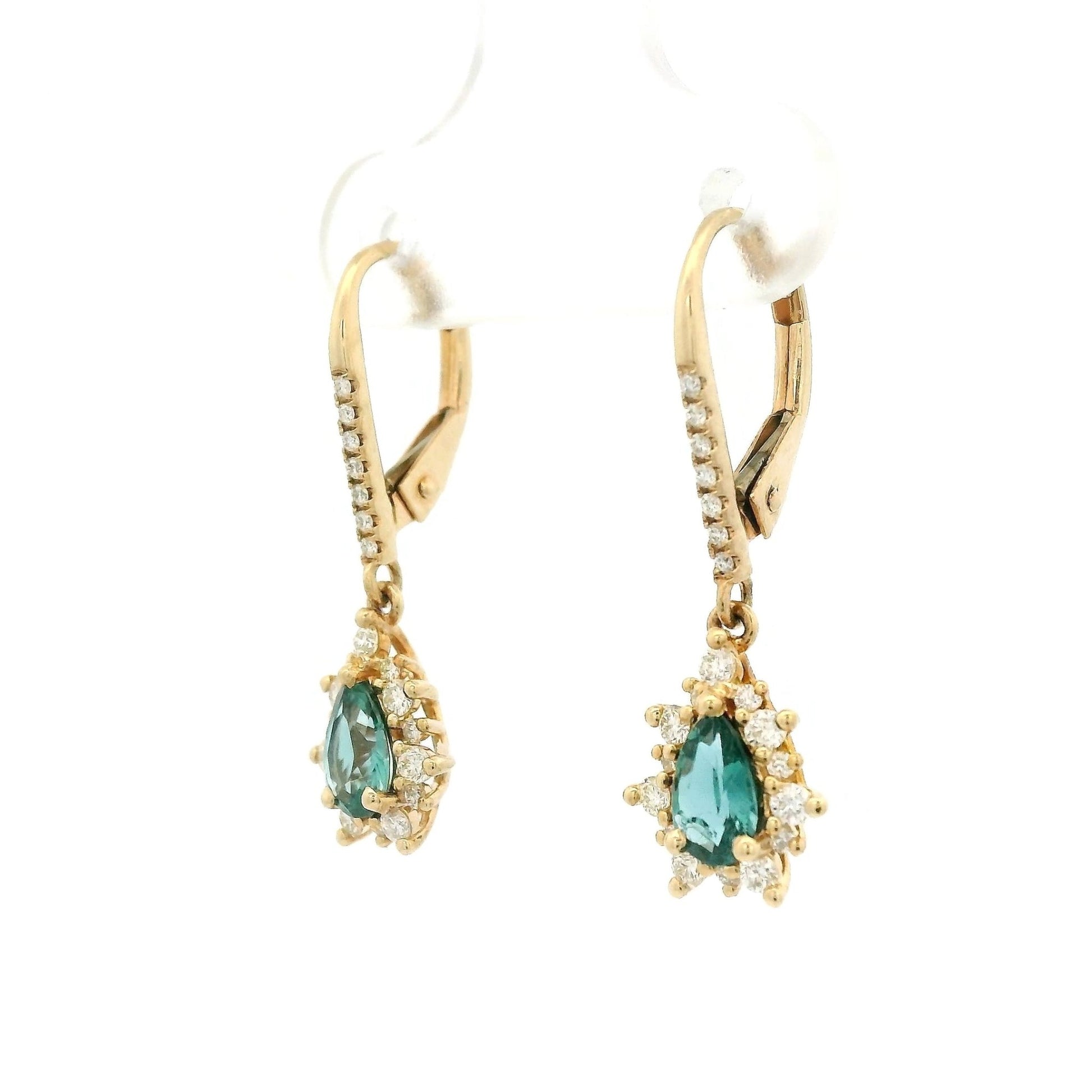 Pear Cut Alexandrite & Diamond Dangle Earrings - Forever Rox