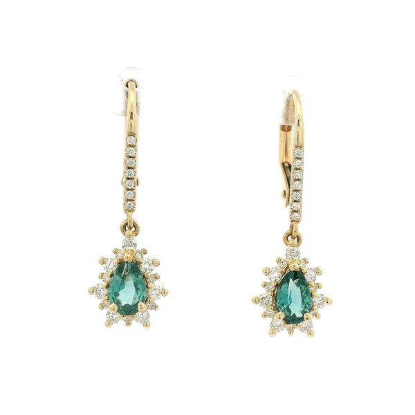 Pear Cut Alexandrite & Diamond Dangle Earrings - Forever Rox