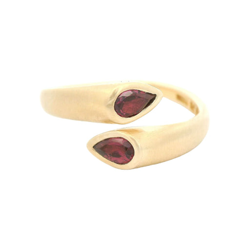 Pear Cut Rhodolite Garnet Crossover Ring - Forever Rox