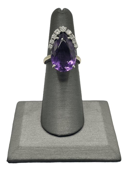 Pear Shape Amethyst Ring With Diamonds - Forever Rox
