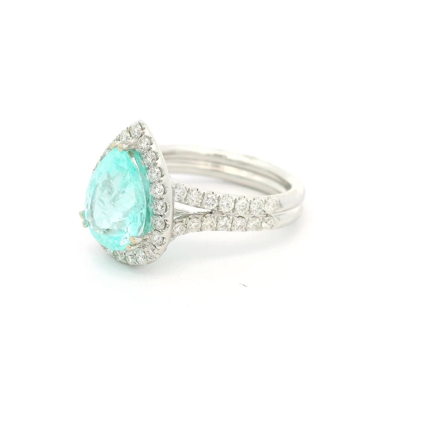 Pear Shape Blue Paraiba & Diamond Ring - Forever Rox